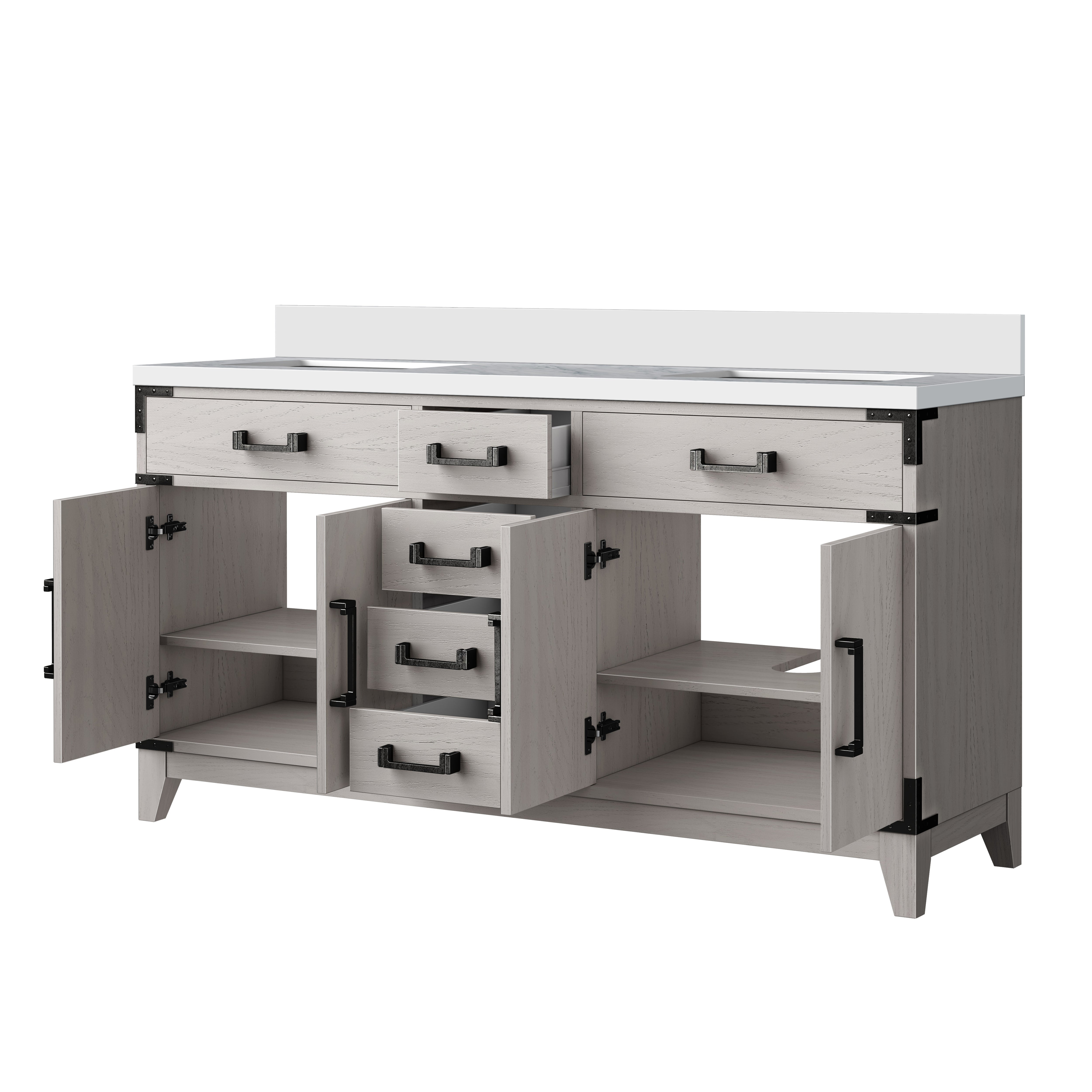 Laurel 60 in W x 22 in D White Oak Double Bath Vanity