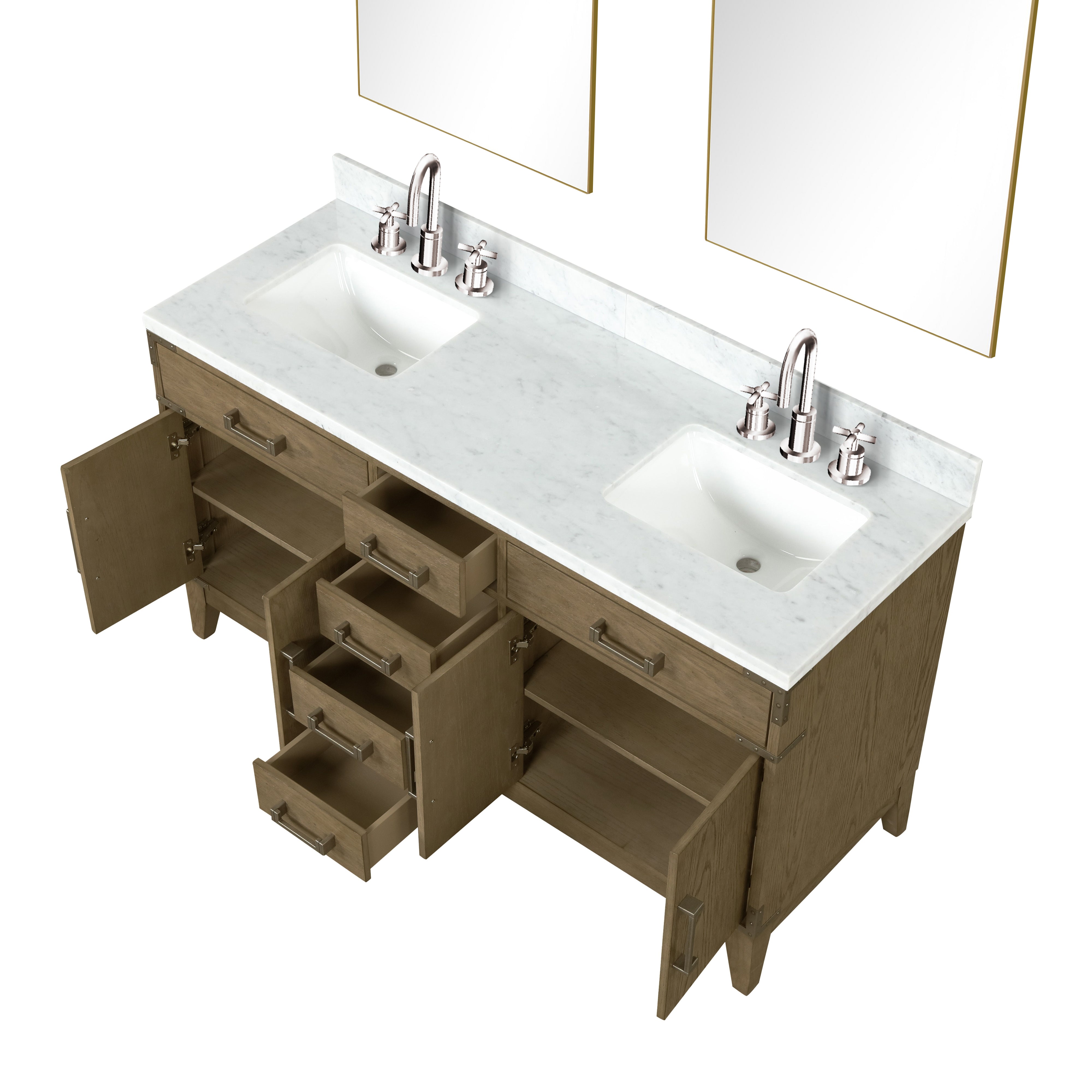 Laurel 60 in W x 22 in D Grey Oak Double Bath Vanity