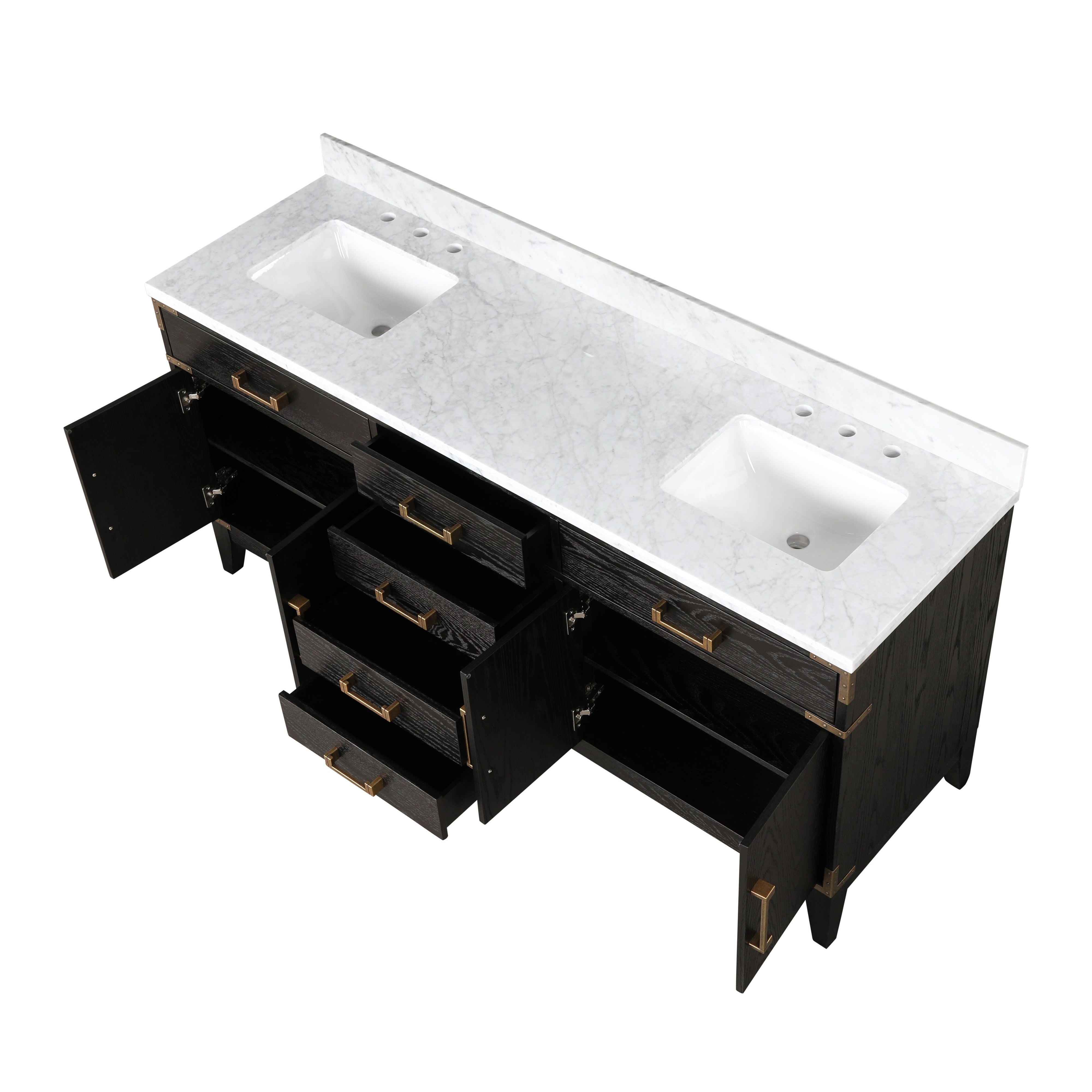 Laurel 72 in W x 22 in D Black Oak Double Bath Vanity