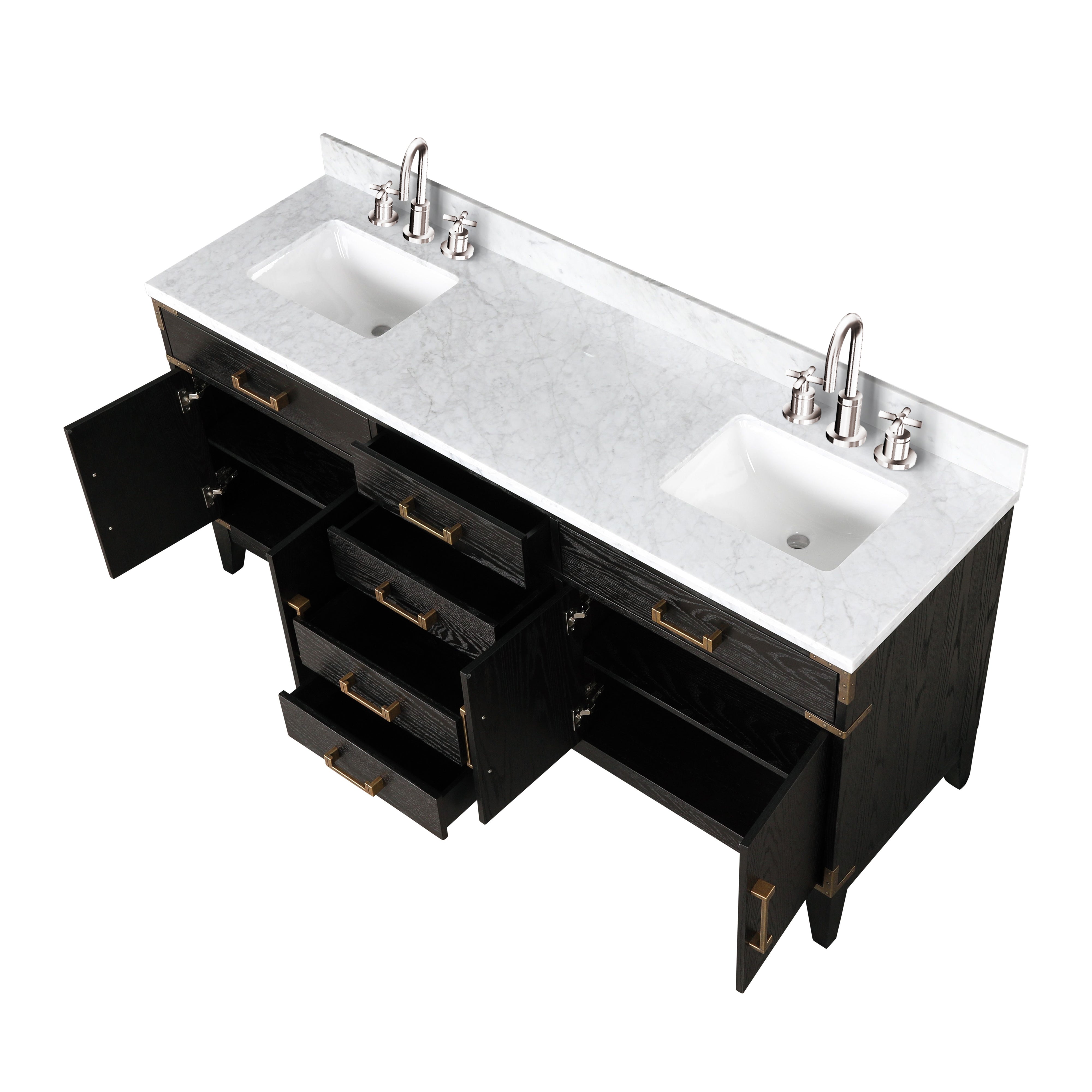 Laurel 72 in W x 22 in D Black Oak Double Bath Vanity