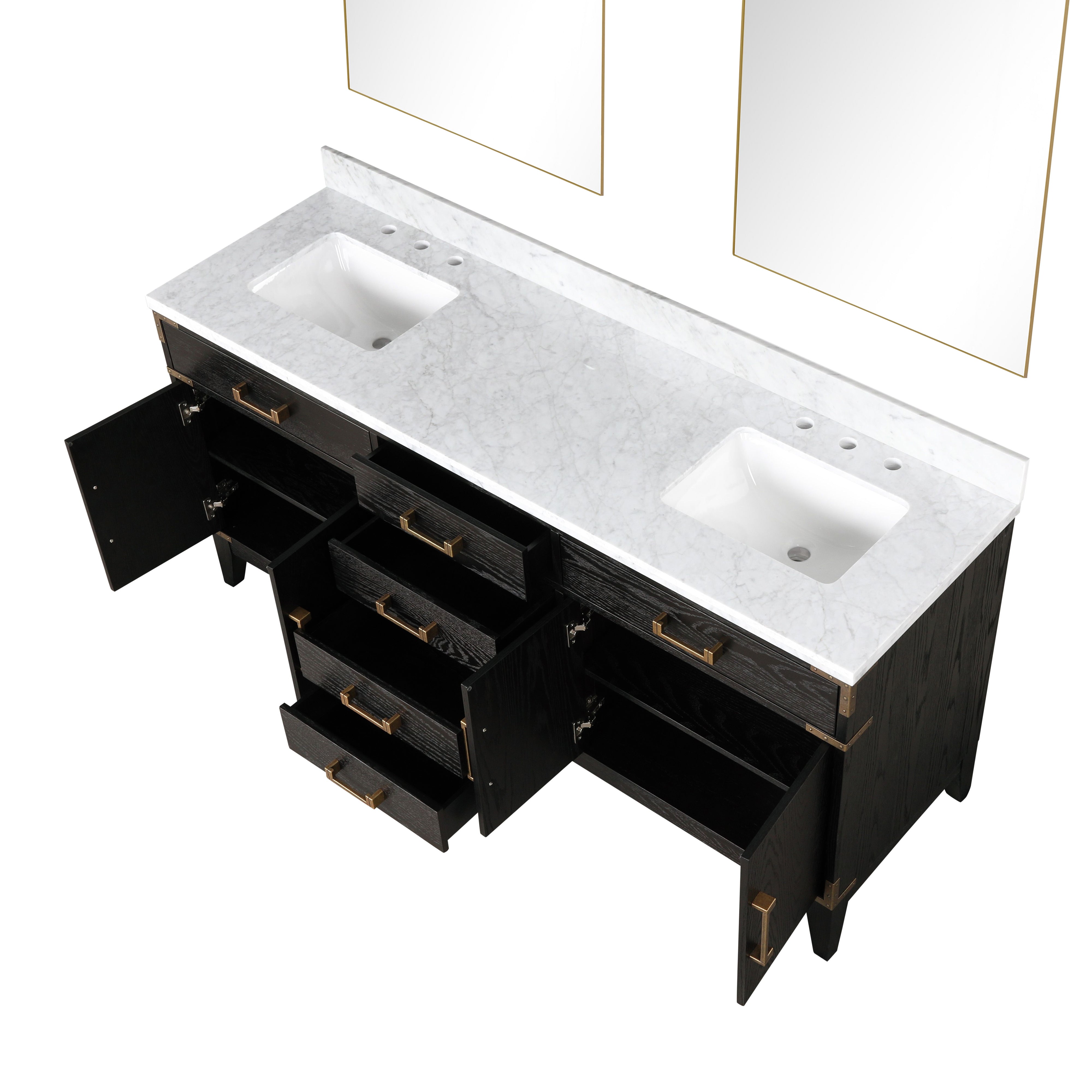 Laurel 72 in W x 22 in D Black Oak Double Bath Vanity