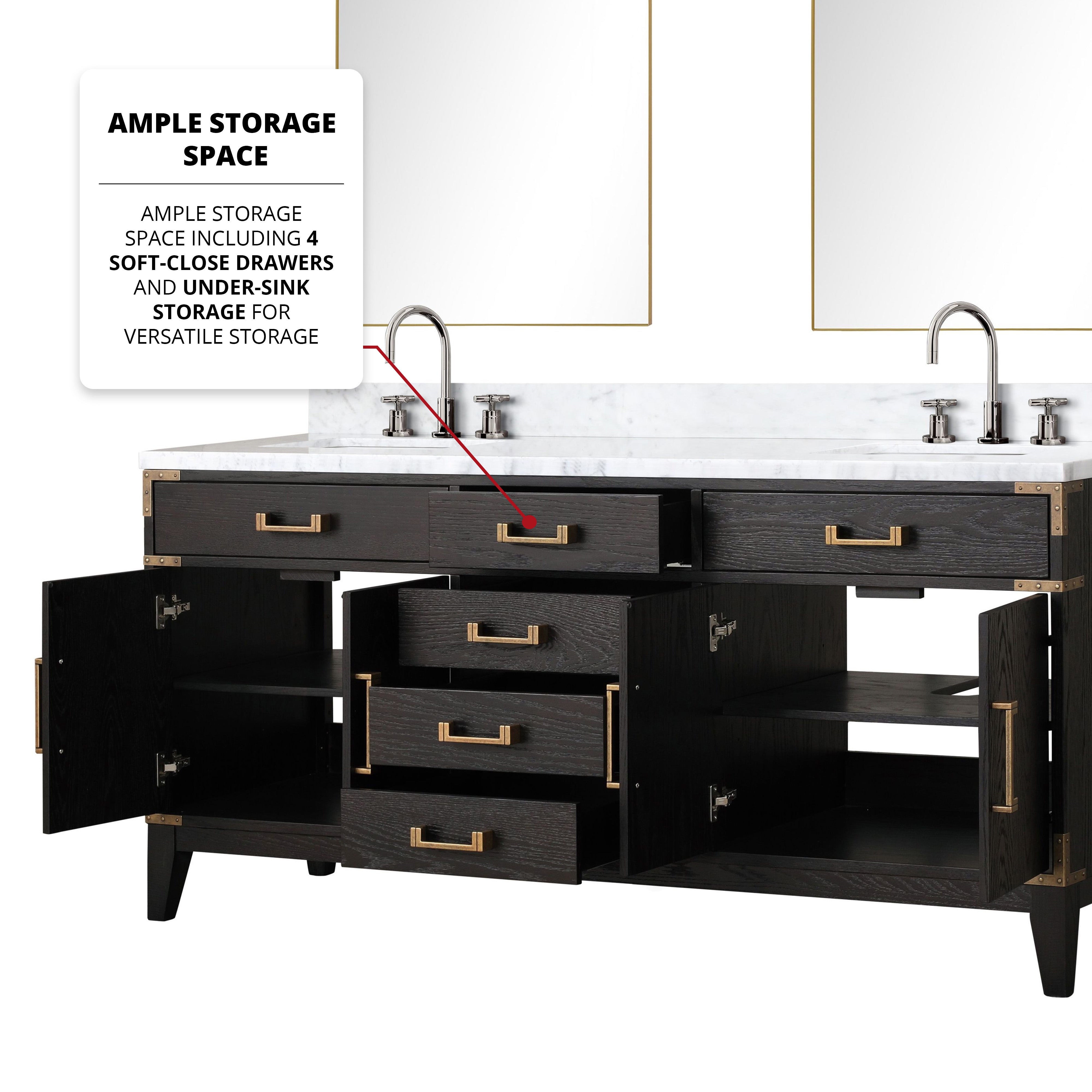 Laurel 72 in W x 22 in D Black Oak Double Bath Vanity