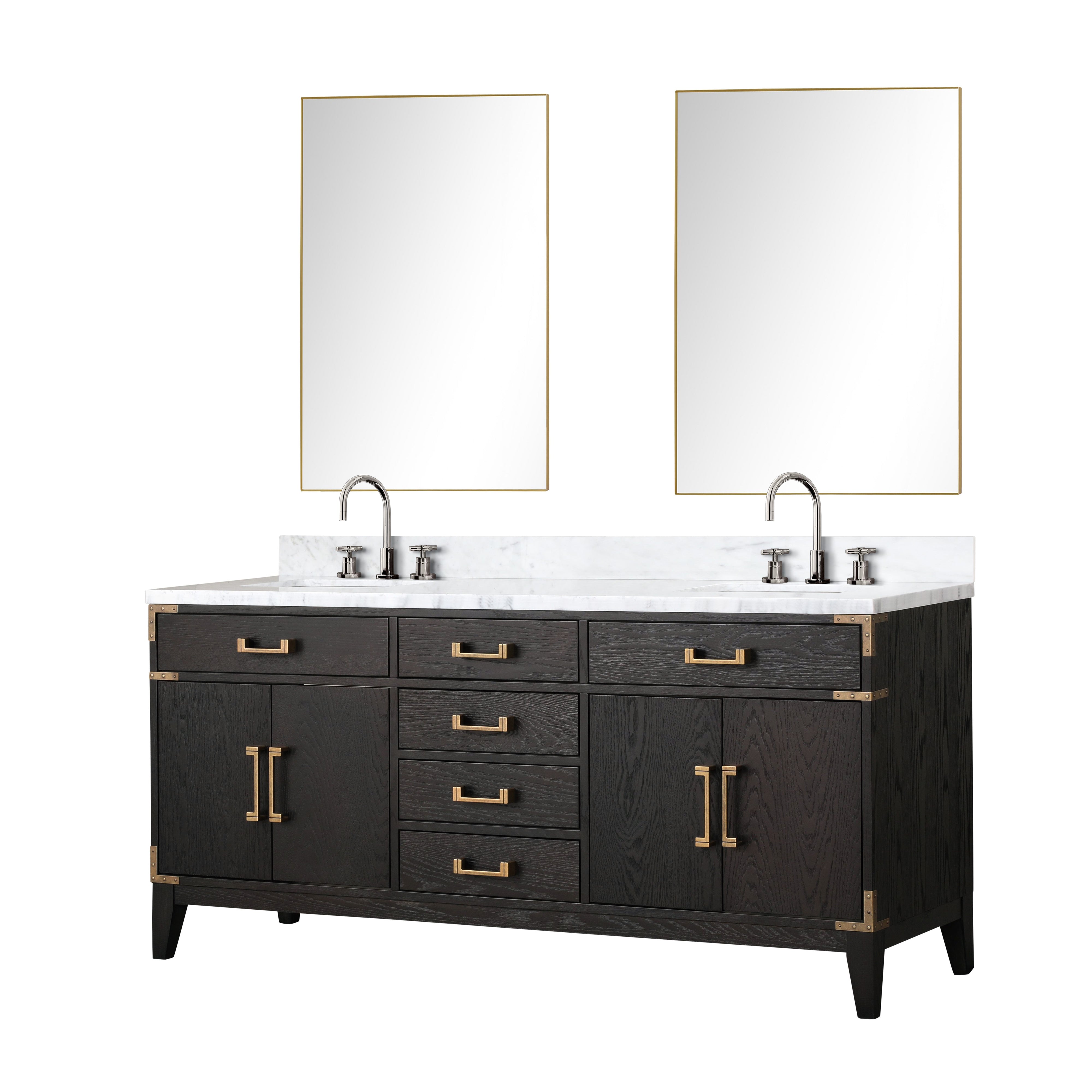 Laurel 72 in W x 22 in D Black Oak Double Bath Vanity