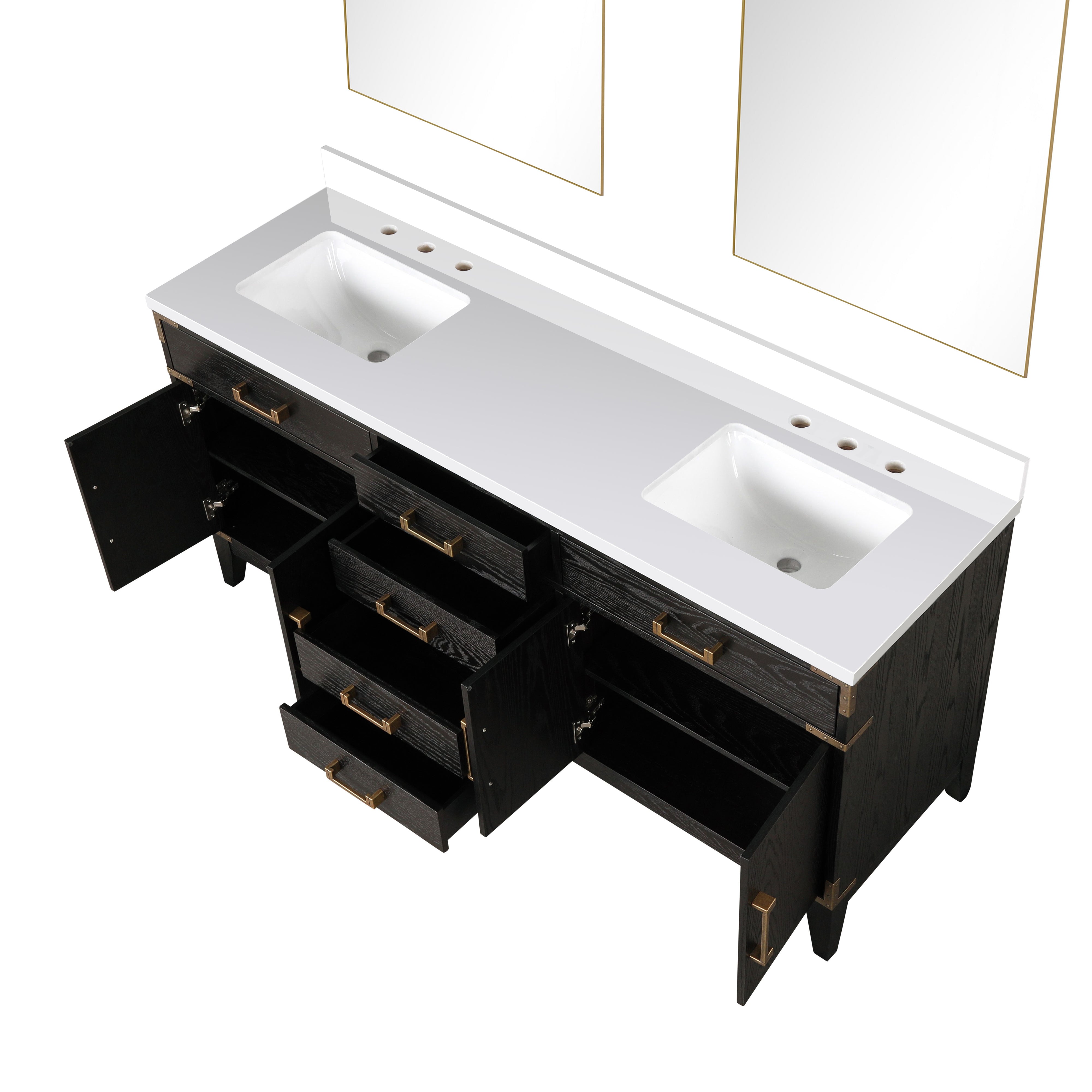 Laurel 72 in W x 22 in D Black Oak Double Bath Vanity