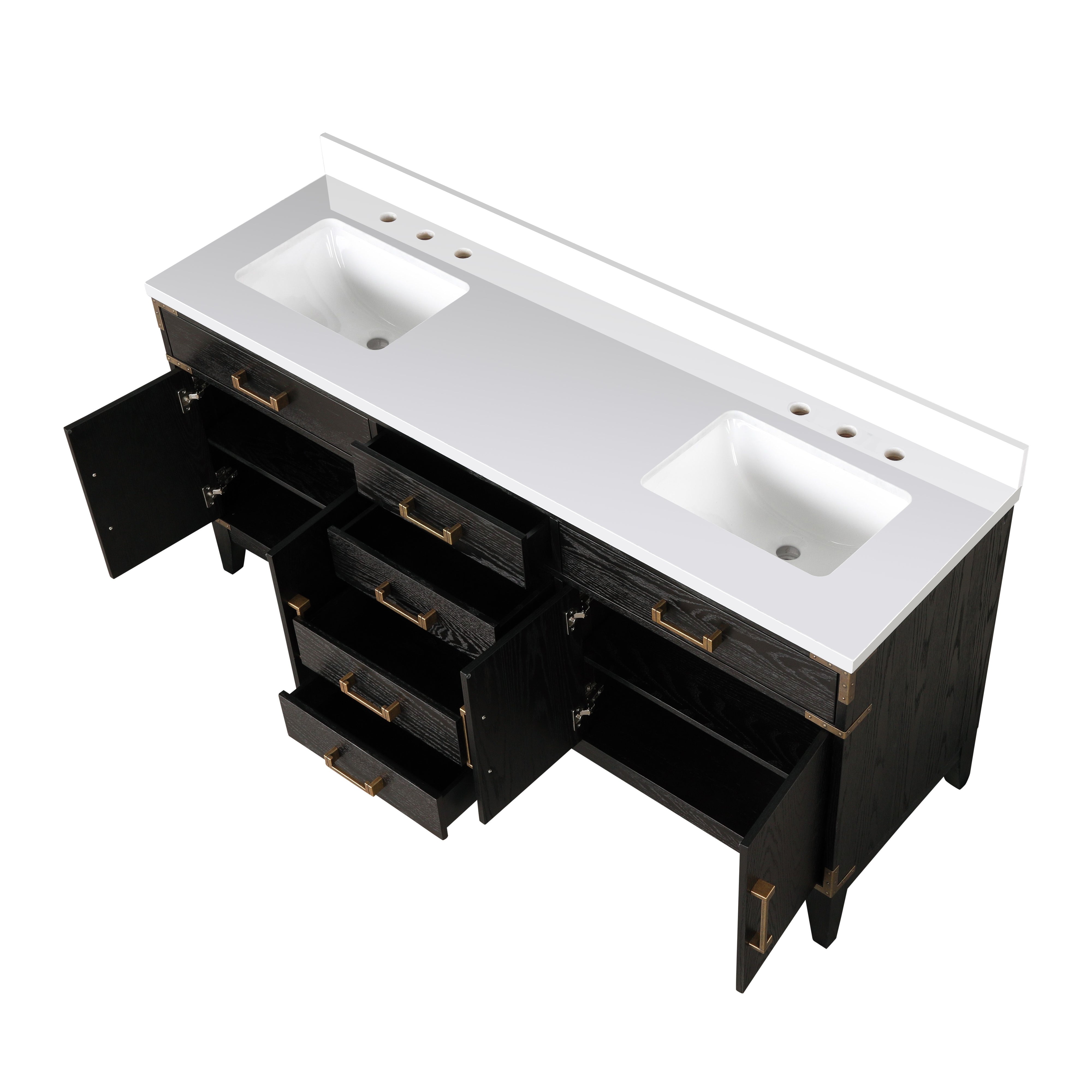 Laurel 72 in W x 22 in D Black Oak Double Bath Vanity