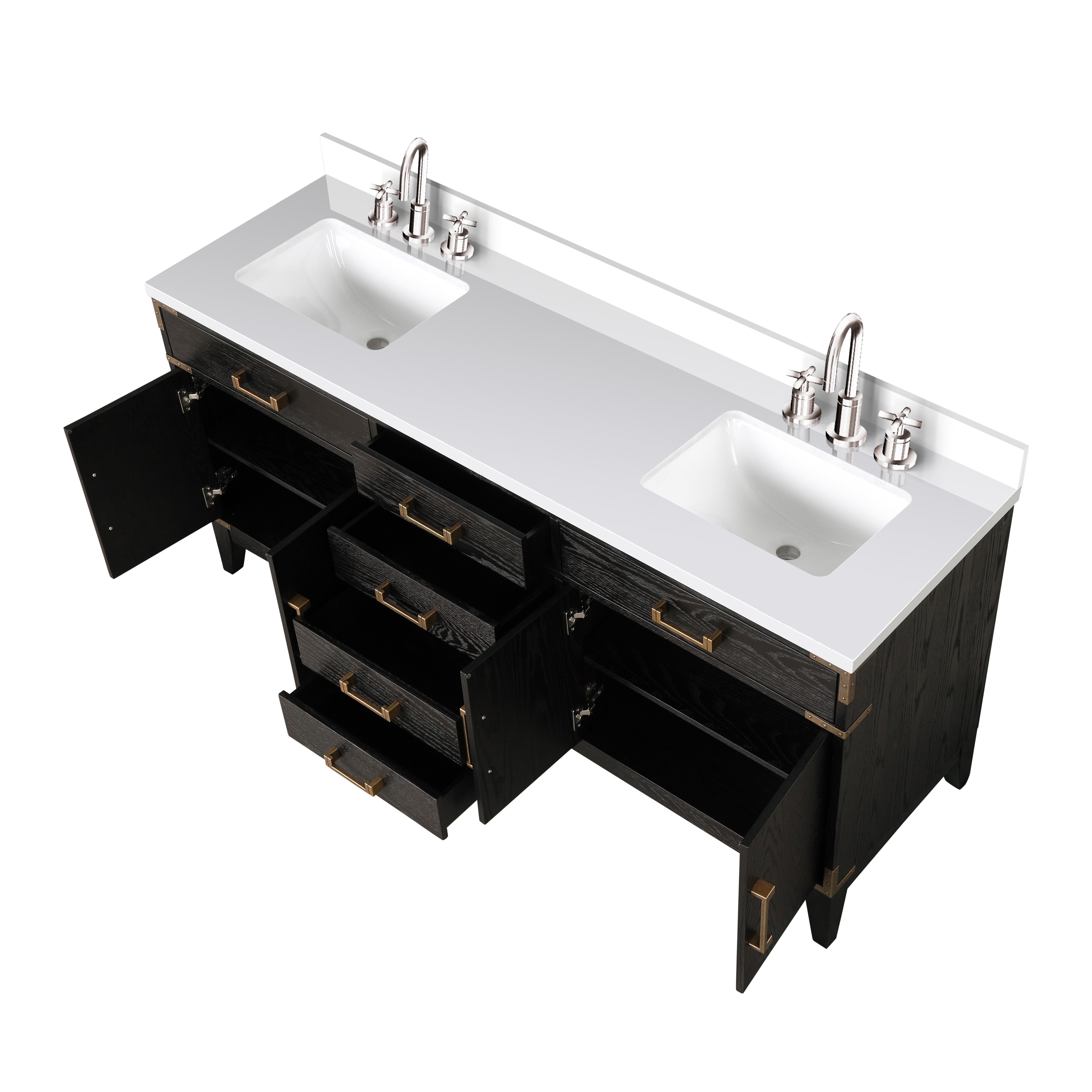 Laurel 72 in W x 22 in D Black Oak Double Bath Vanity