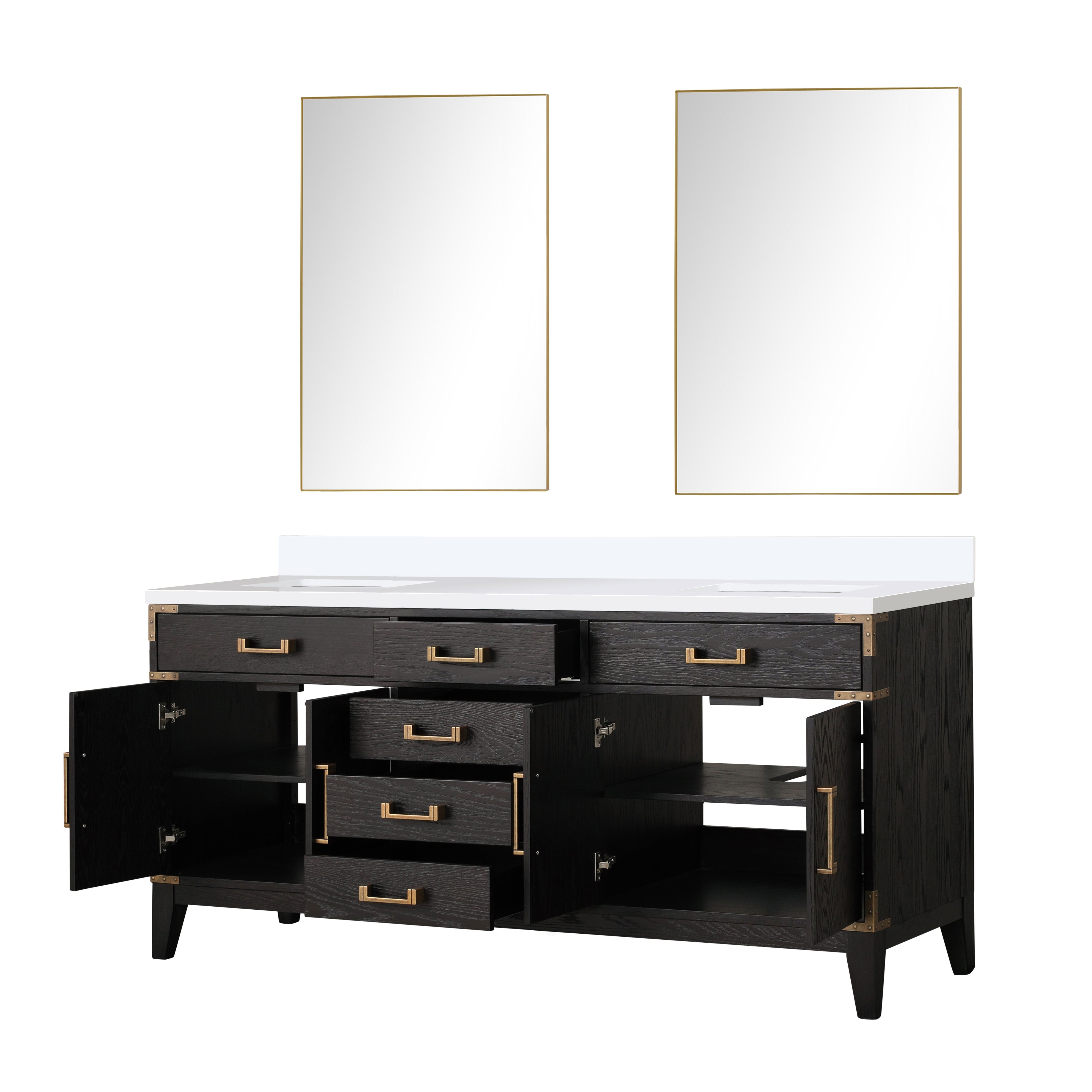 Laurel 72 in W x 22 in D Black Oak Double Bath Vanity