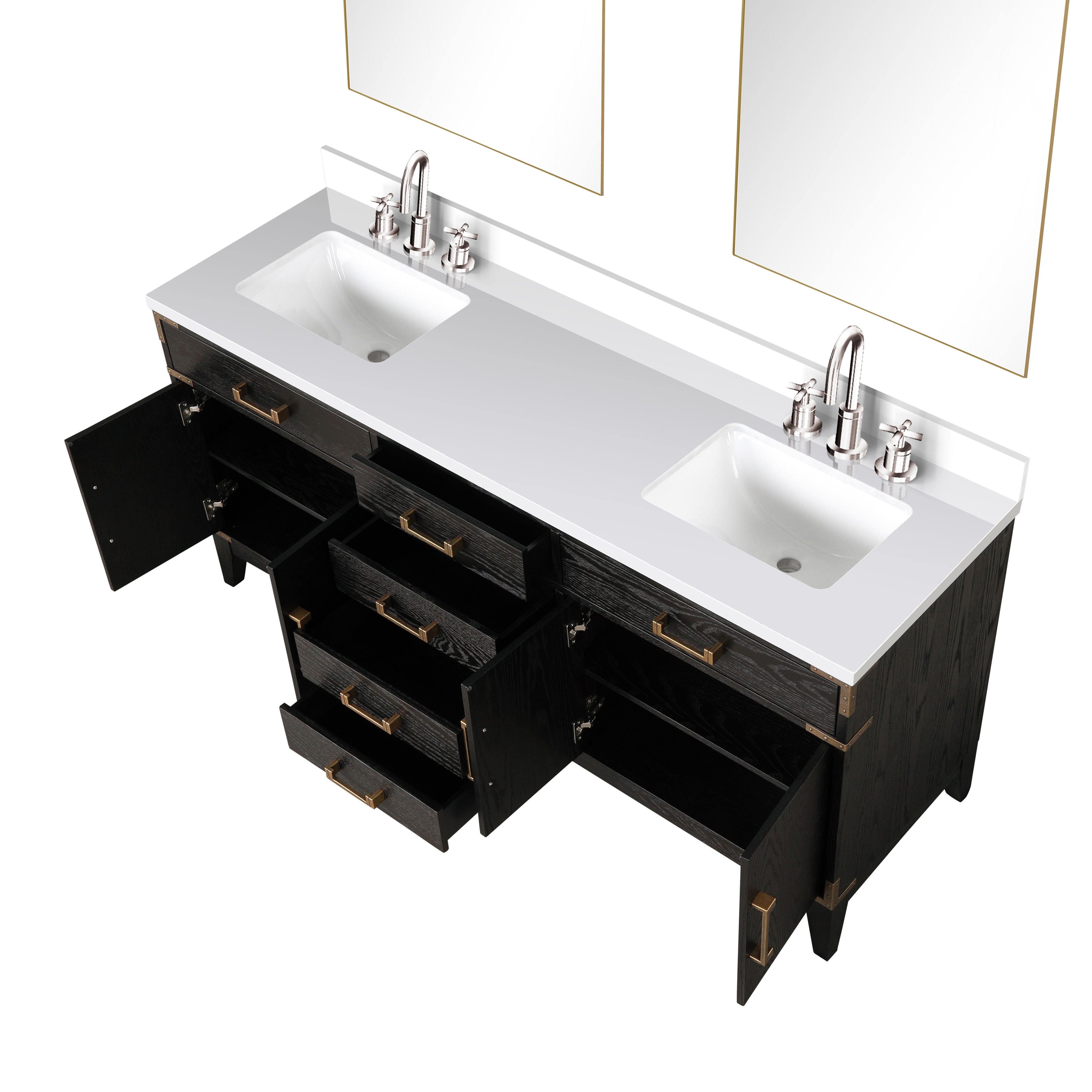Laurel 72 in W x 22 in D Black Oak Double Bath Vanity