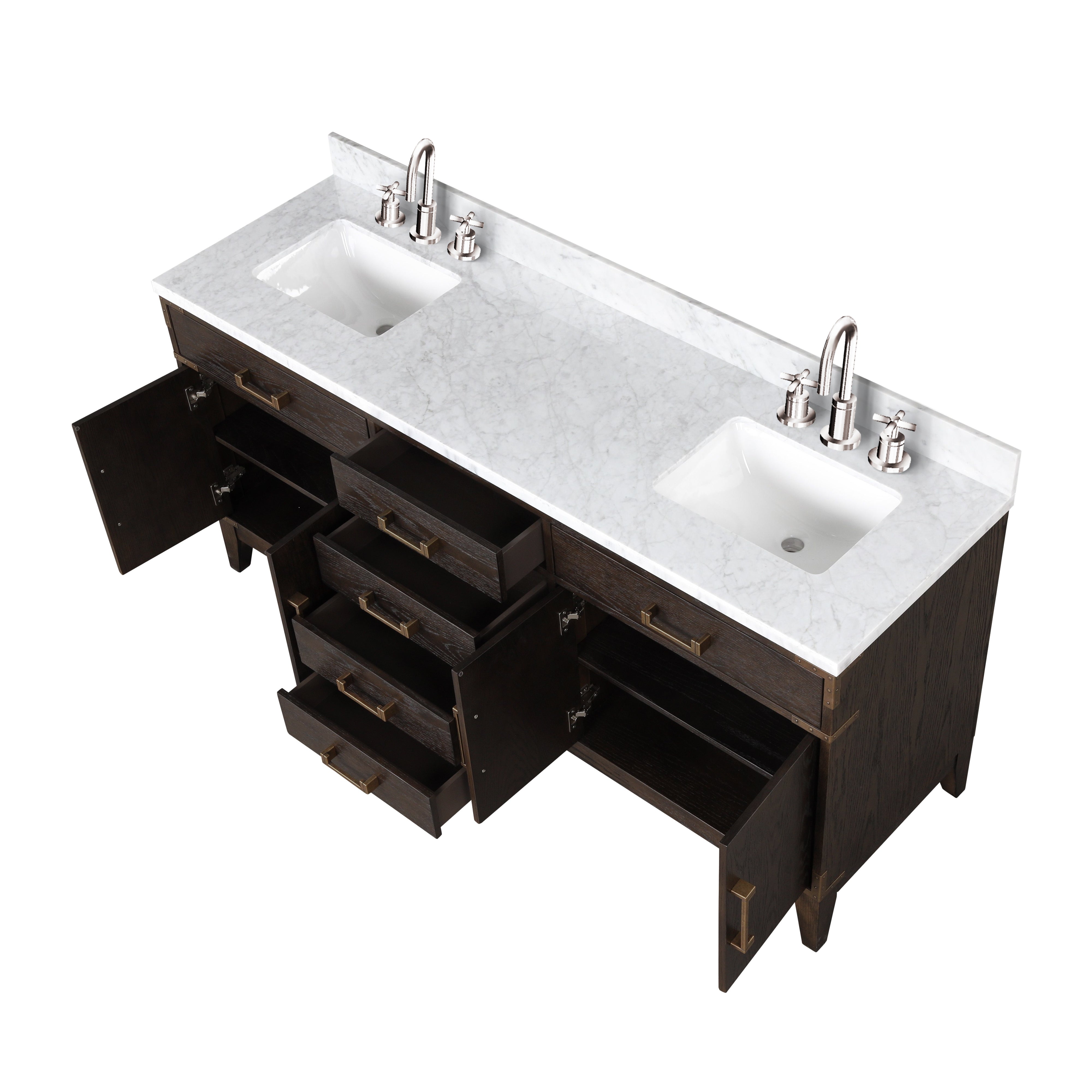 Laurel 72 in W x 22 in D Brown Oak Double Bath Vanity