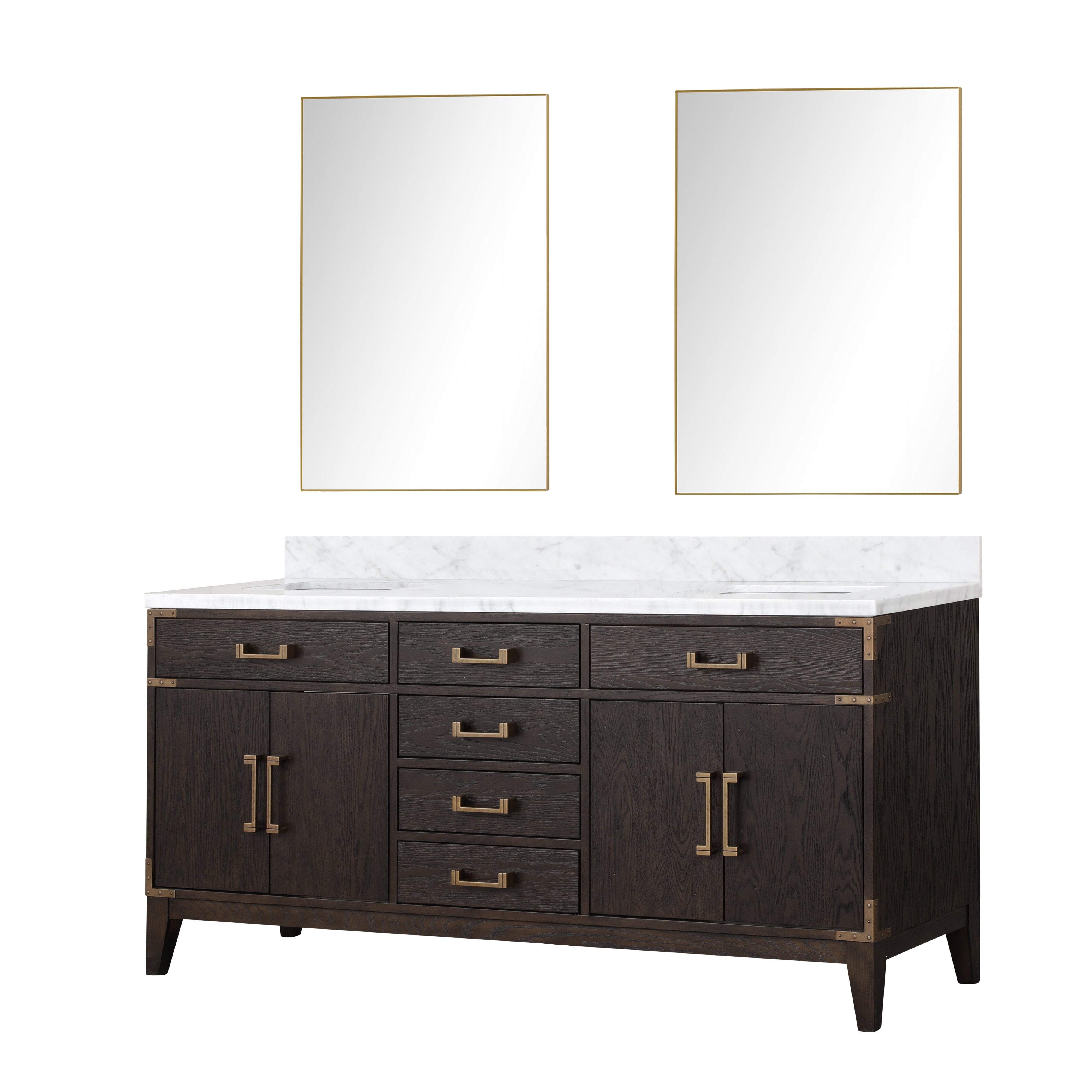 Laurel 72 in W x 22 in D Brown Oak Double Bath Vanity