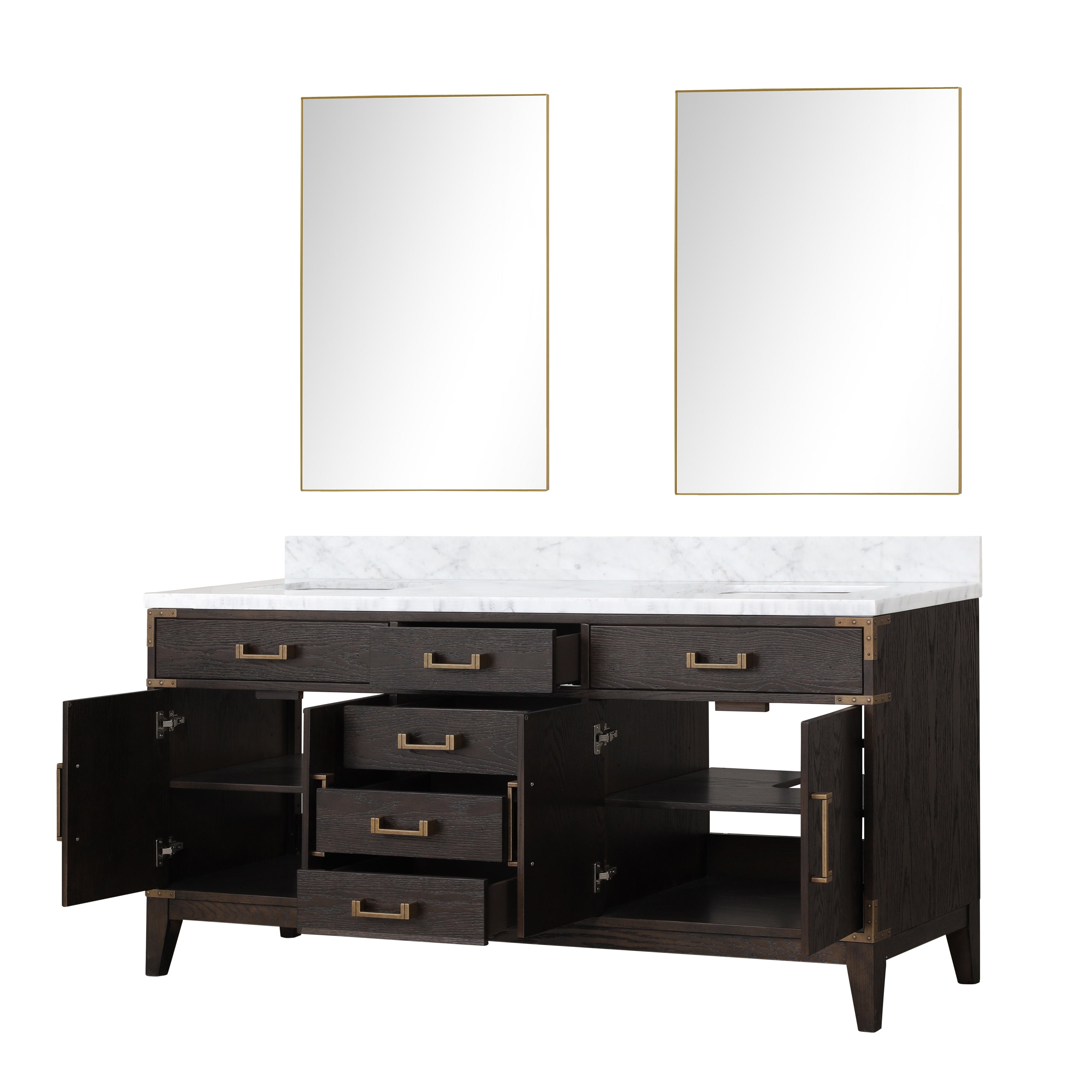 Laurel 72 in W x 22 in D Brown Oak Double Bath Vanity