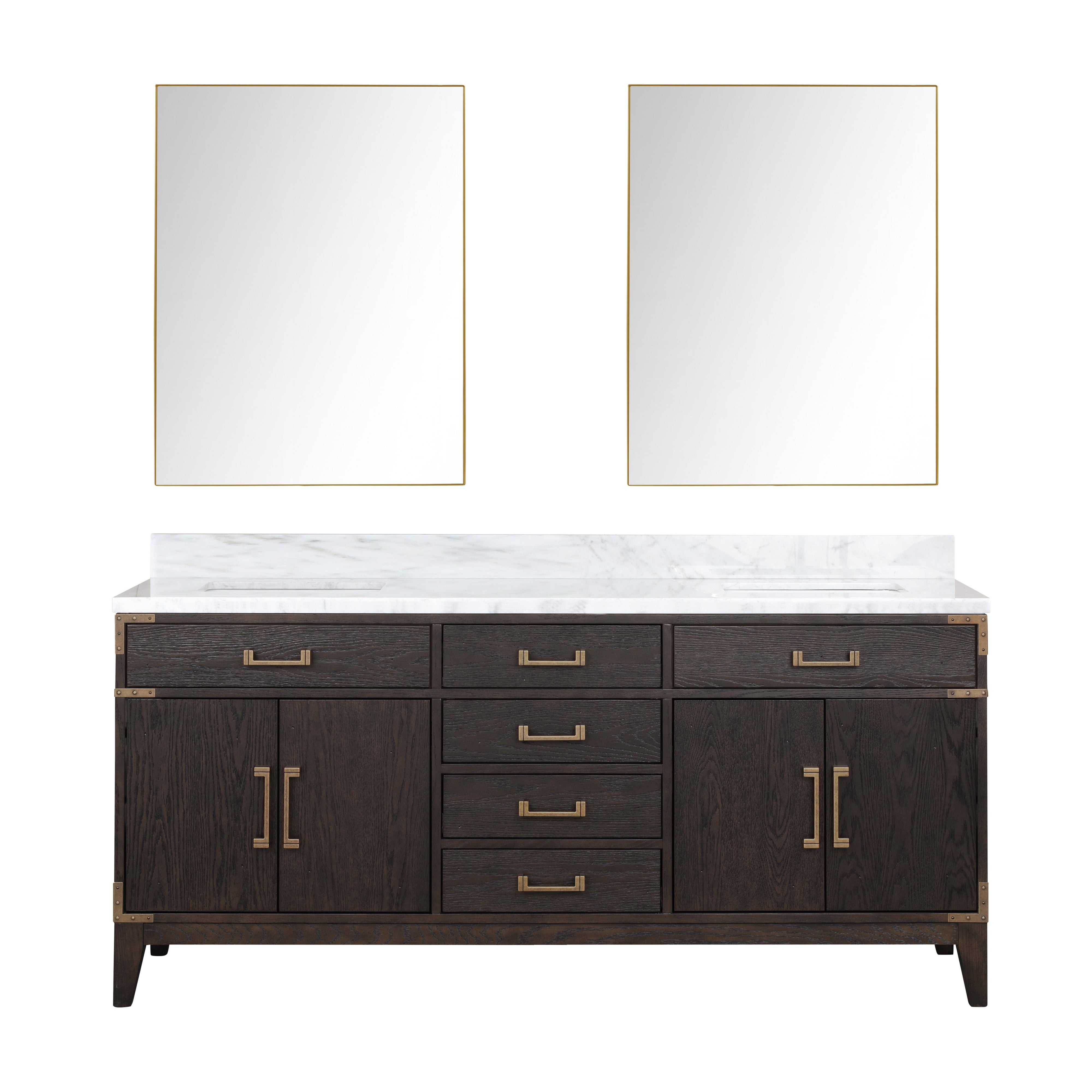 Laurel 72 in W x 22 in D Brown Oak Double Bath Vanity