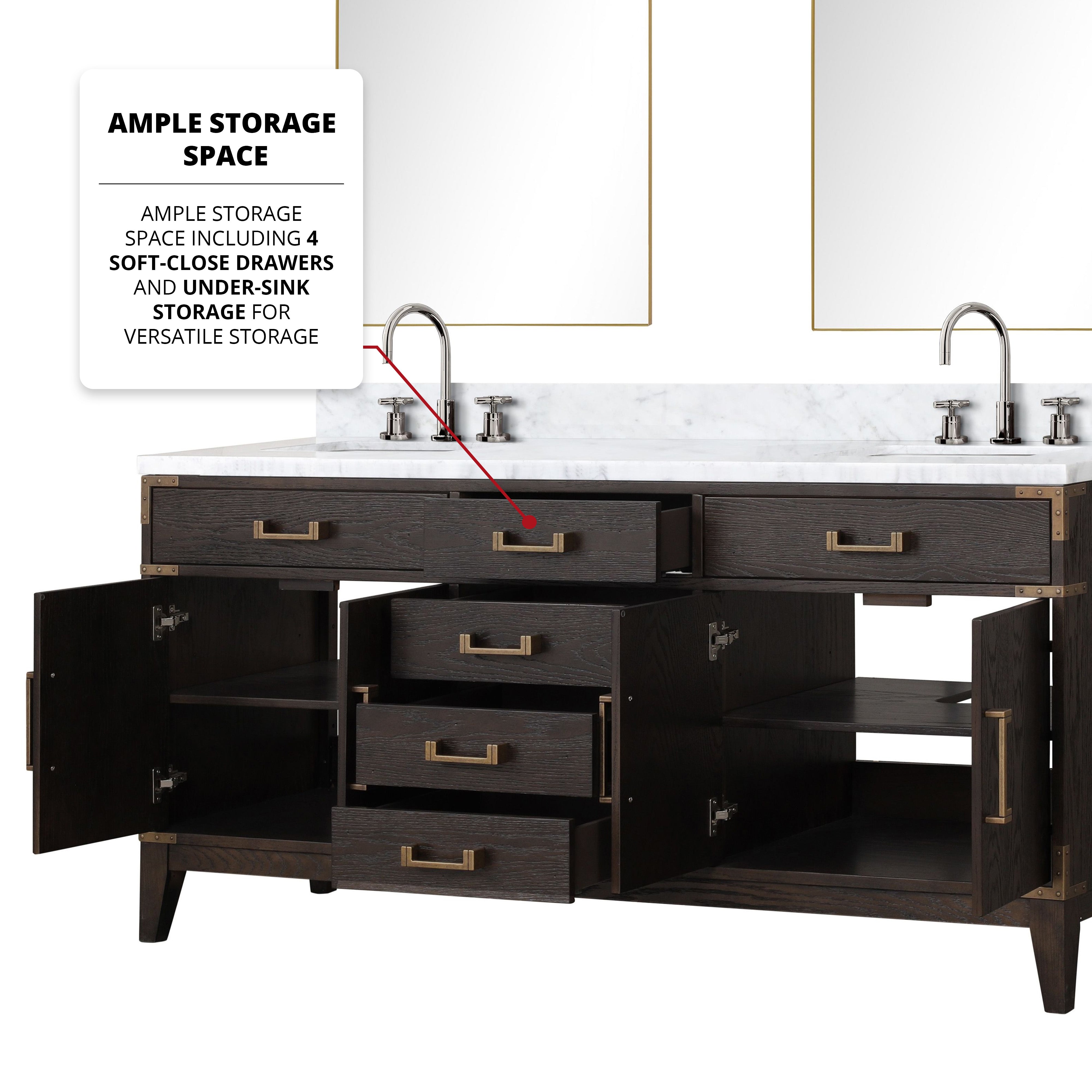 Laurel 72 in W x 22 in D Brown Oak Double Bath Vanity