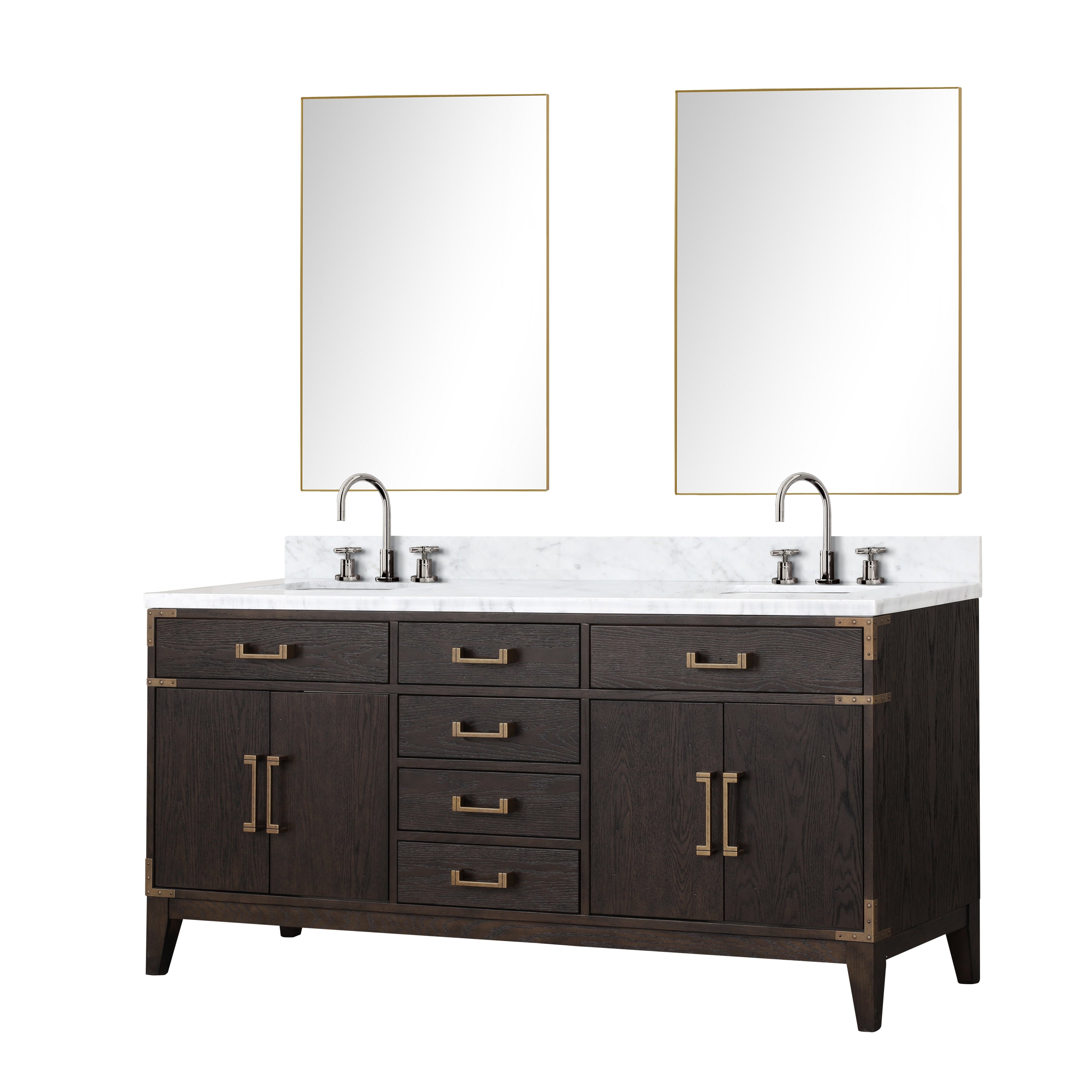 Laurel 72 in W x 22 in D Brown Oak Double Bath Vanity