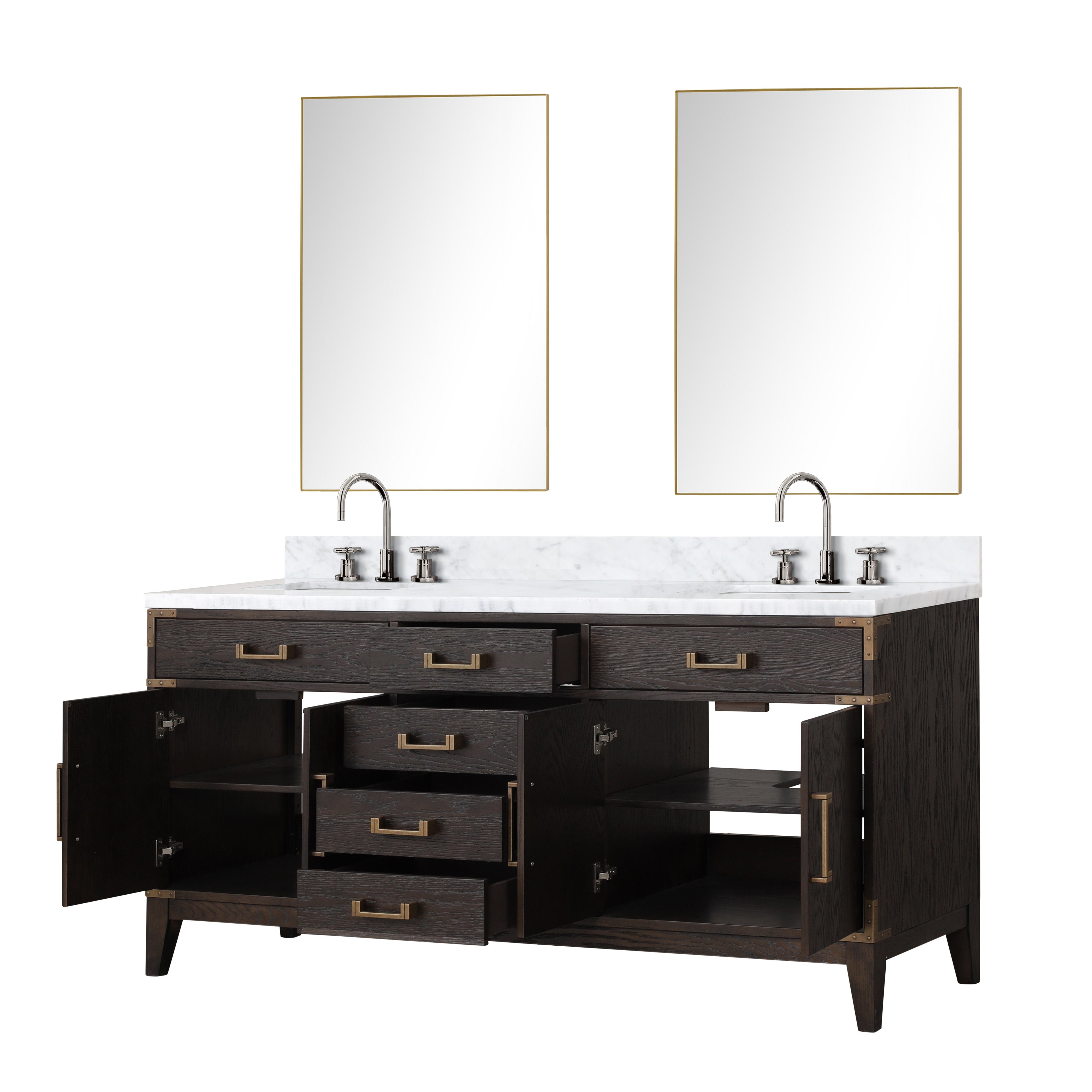 Laurel 72 in W x 22 in D Brown Oak Double Bath Vanity