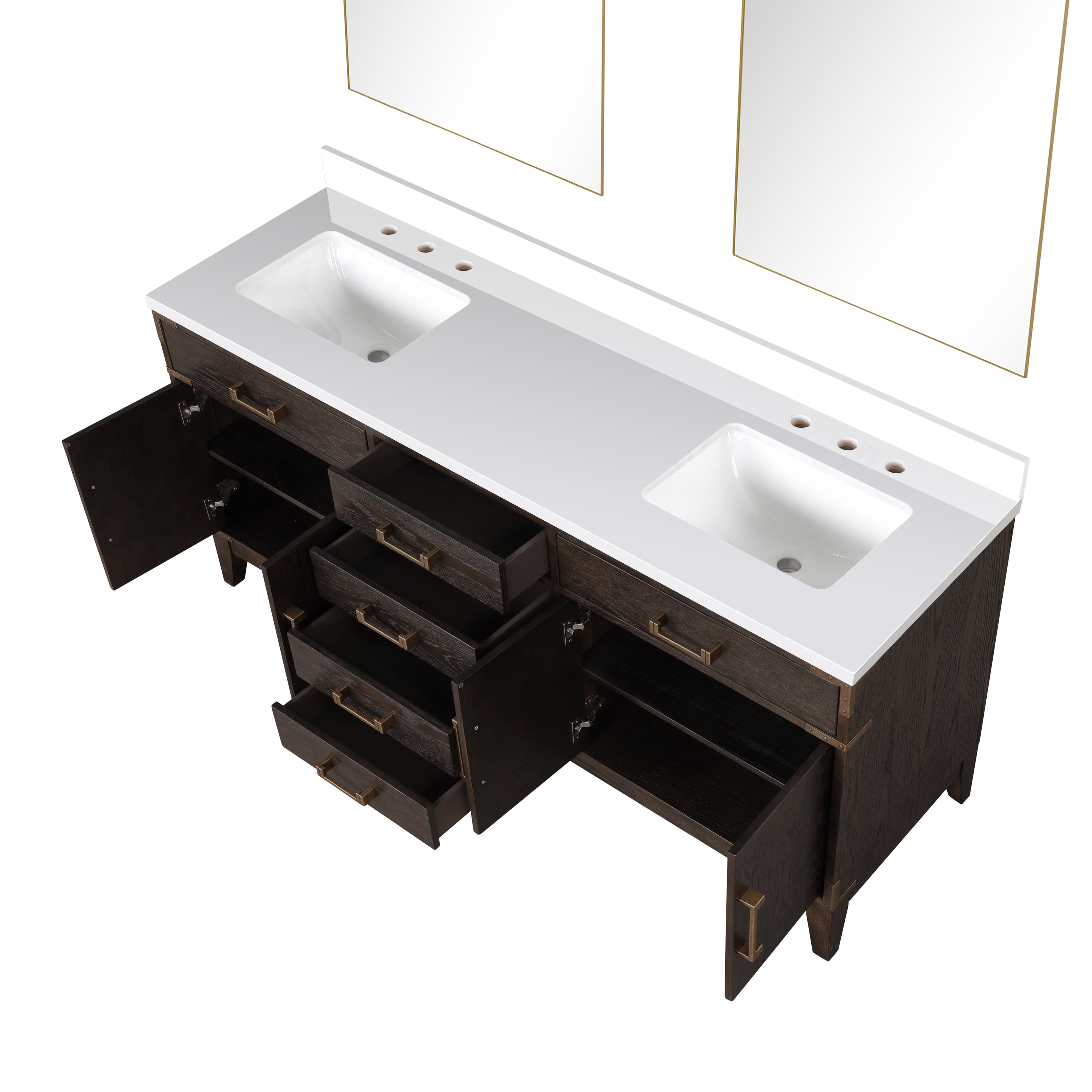 Laurel 72 in W x 22 in D Brown Oak Double Bath Vanity