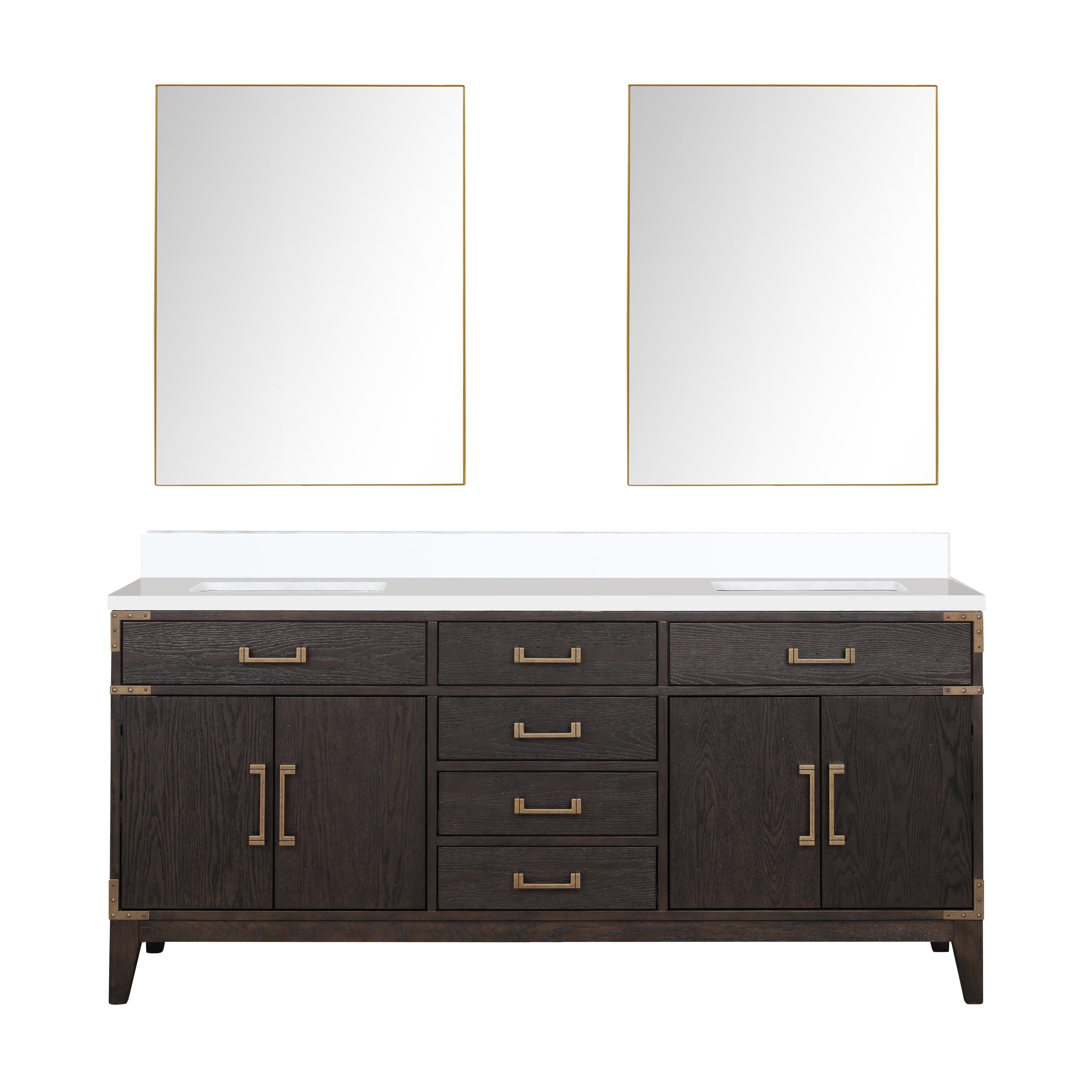 Laurel 72 in W x 22 in D Brown Oak Double Bath Vanity