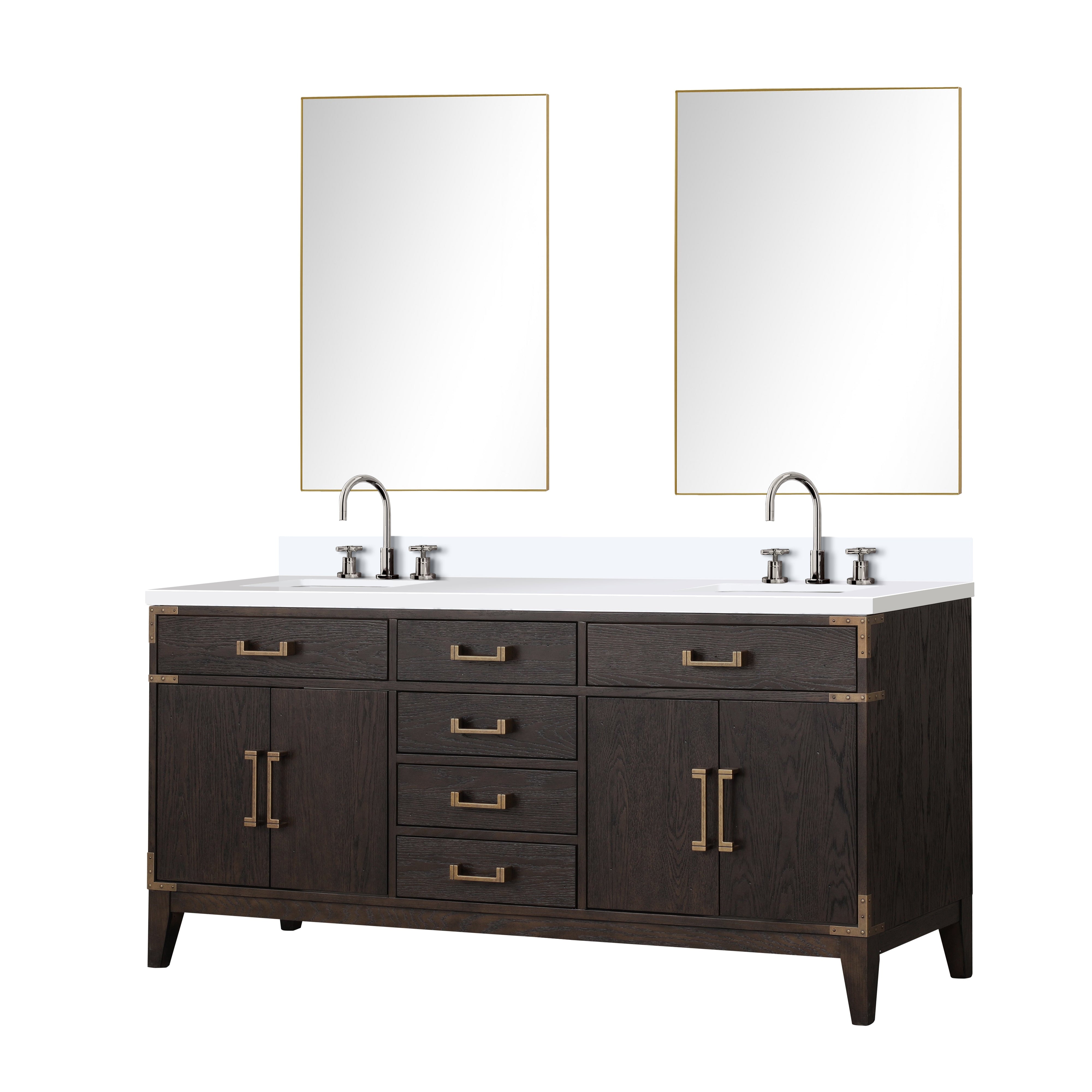 Laurel 72 in W x 22 in D Brown Oak Double Bath Vanity