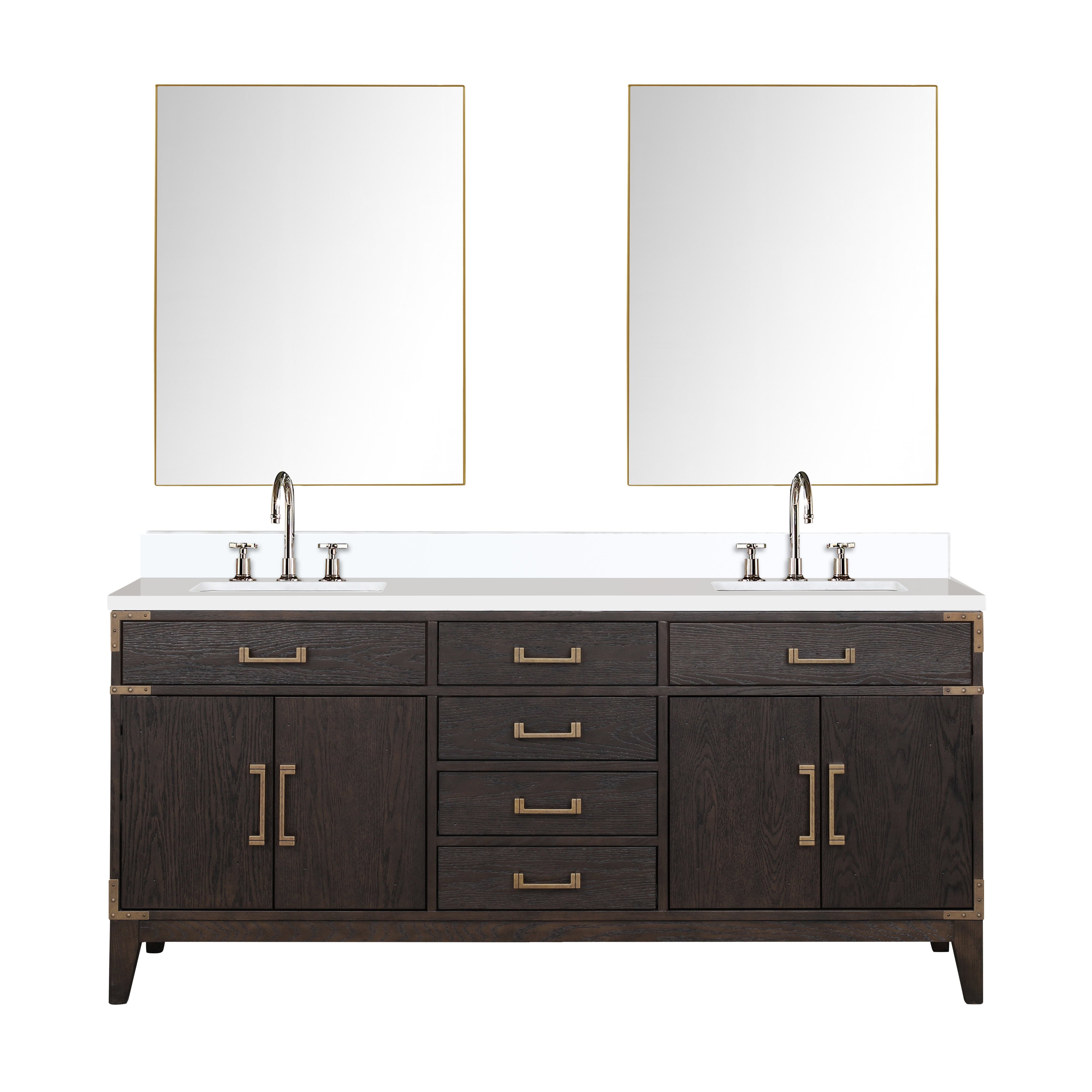 Laurel 72 in W x 22 in D Brown Oak Double Bath Vanity