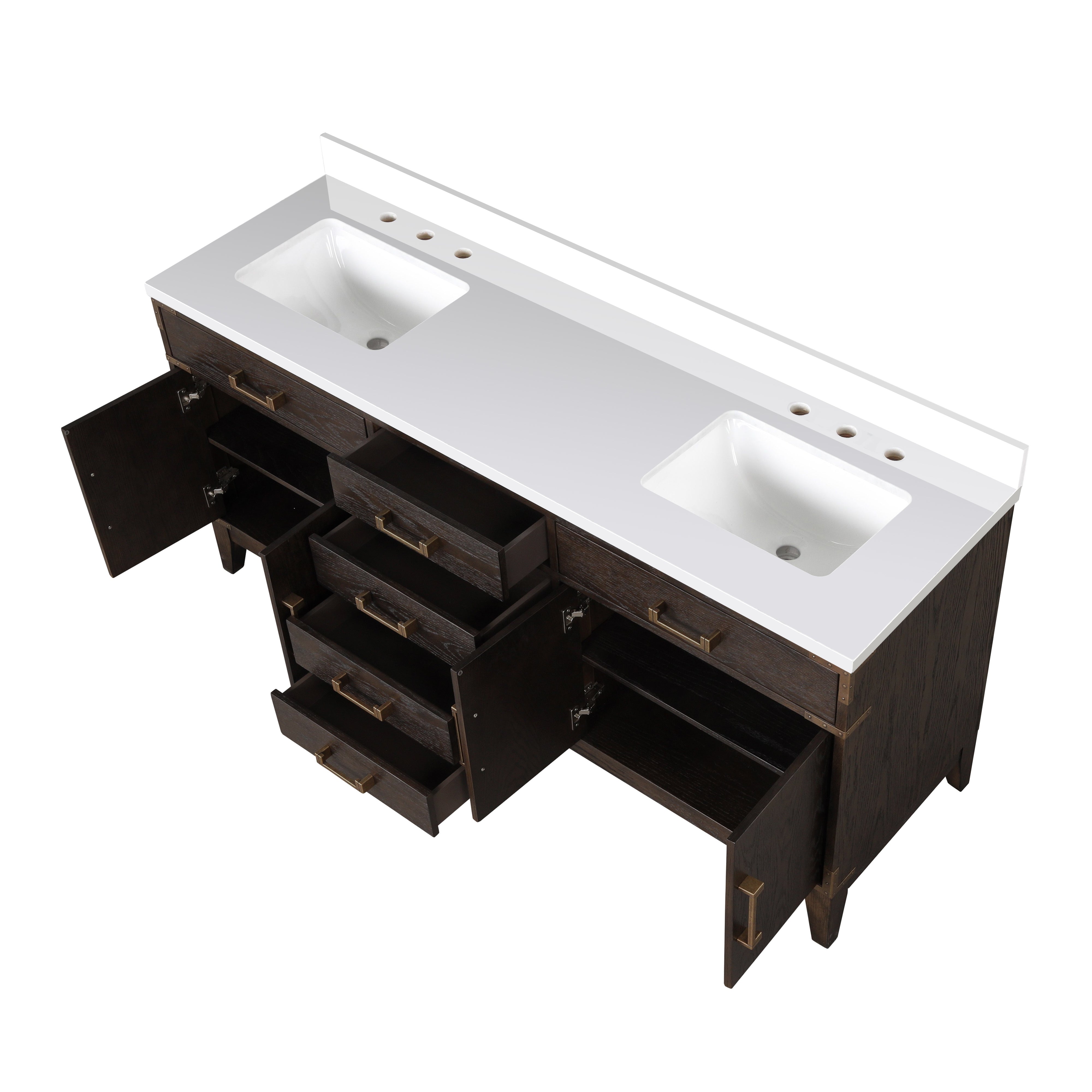 Laurel 72 in W x 22 in D Brown Oak Double Bath Vanity