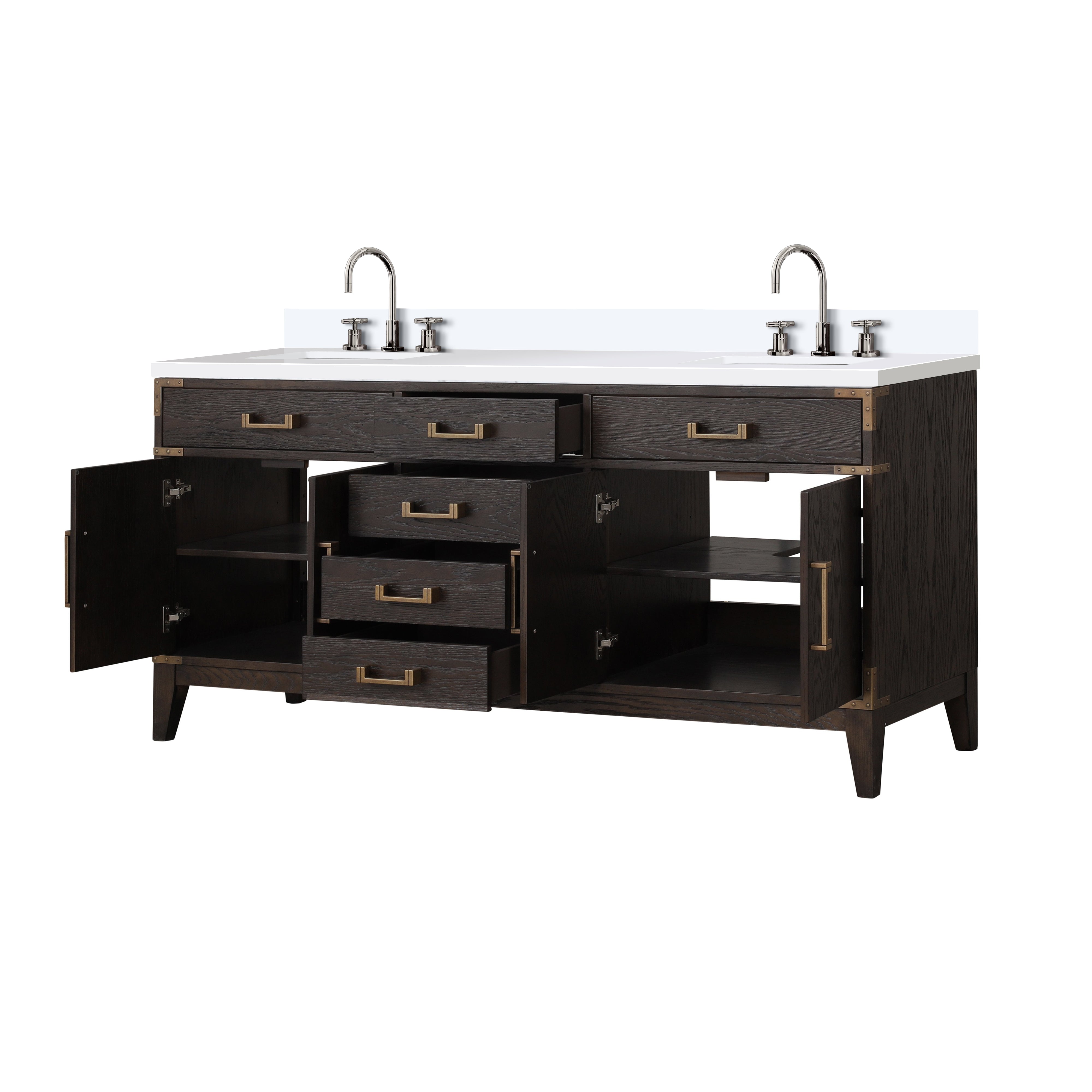 Laurel 72 in W x 22 in D Brown Oak Double Bath Vanity
