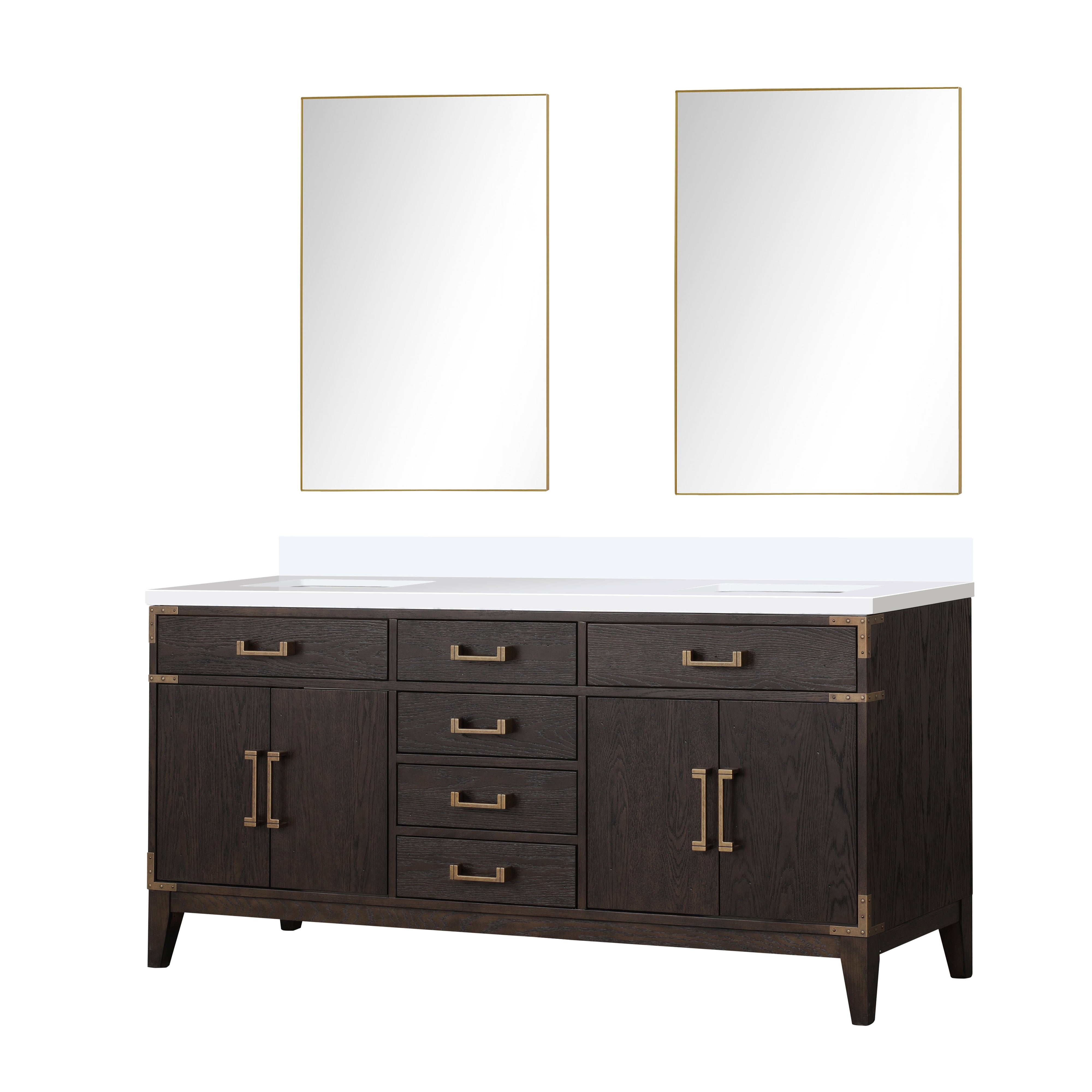 Laurel 72 in W x 22 in D Brown Oak Double Bath Vanity