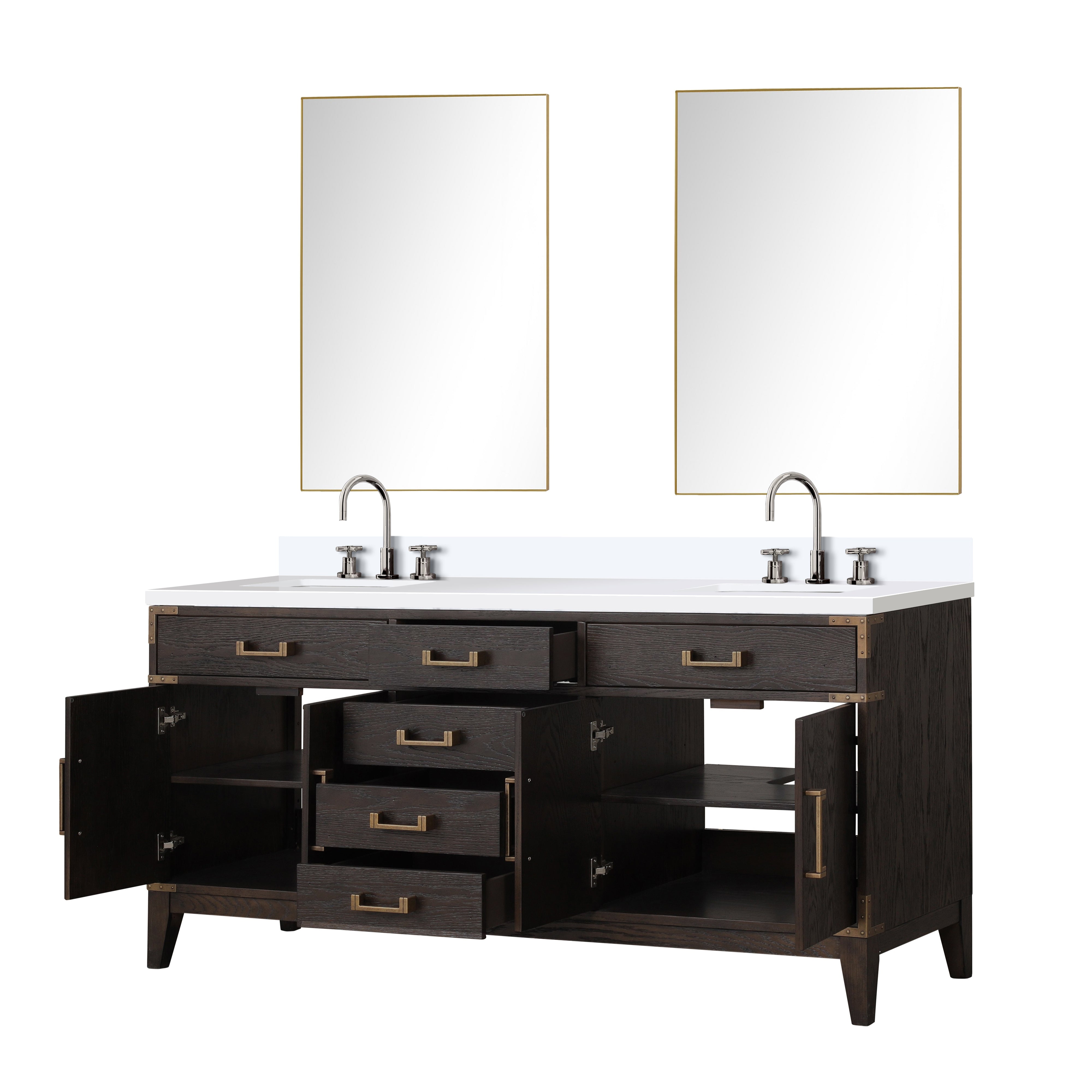 Laurel 72 in W x 22 in D Brown Oak Double Bath Vanity