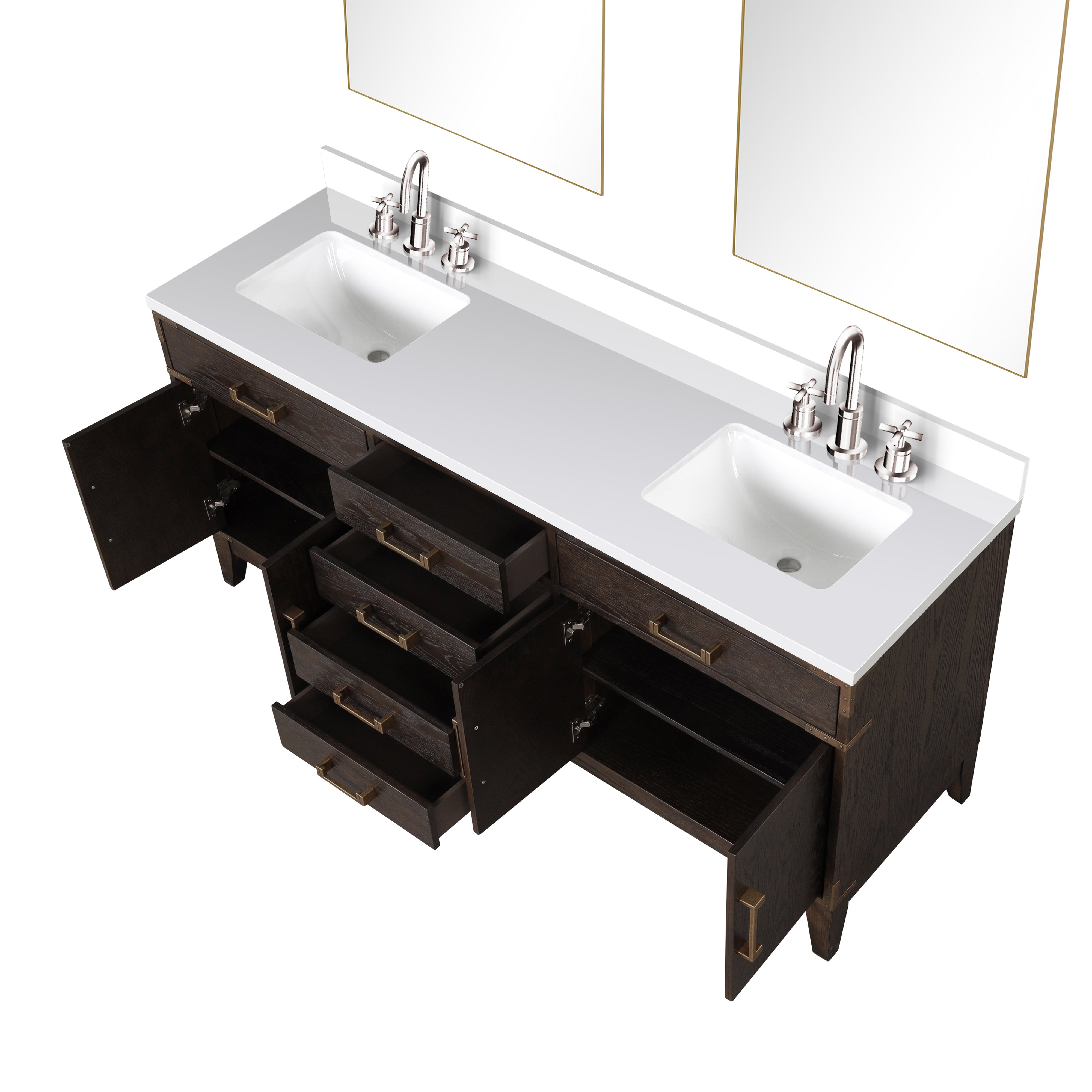 Laurel 72 in W x 22 in D Brown Oak Double Bath Vanity