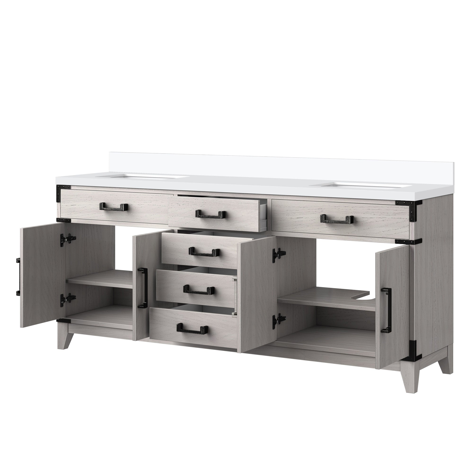 Laurel 72 in W x 22 in D White Oak Double Bath Vanity