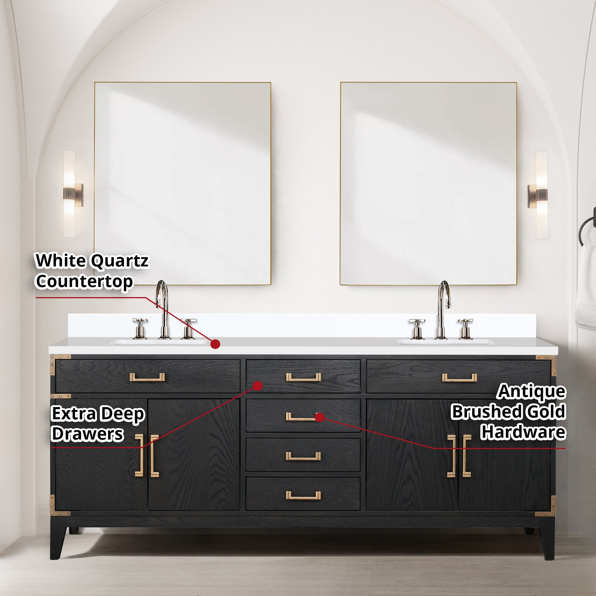 Laurel 80 in W x 22 in D Black Oak Double Bath Vanity