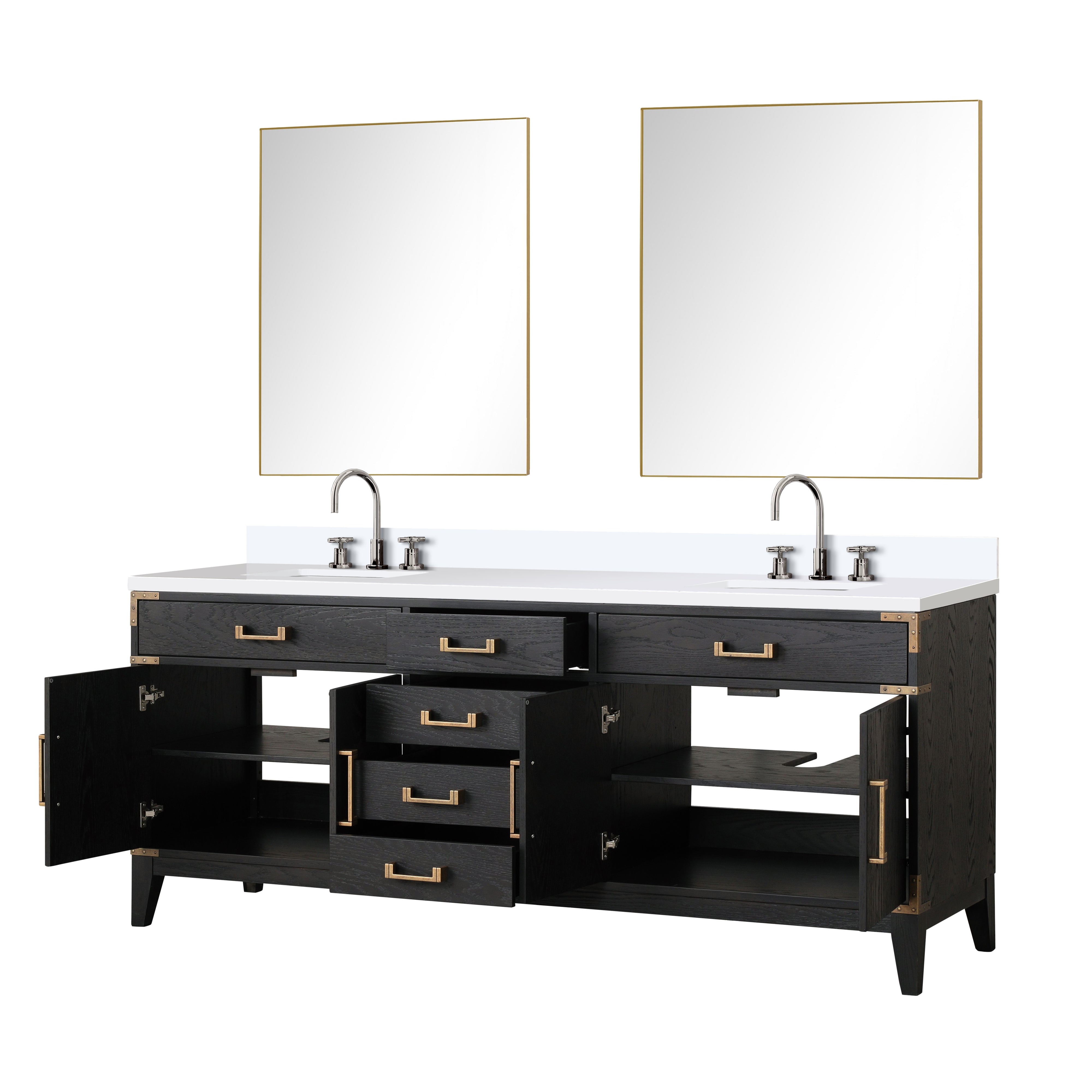 Laurel 80 in W x 22 in D Black Oak Double Bath Vanity