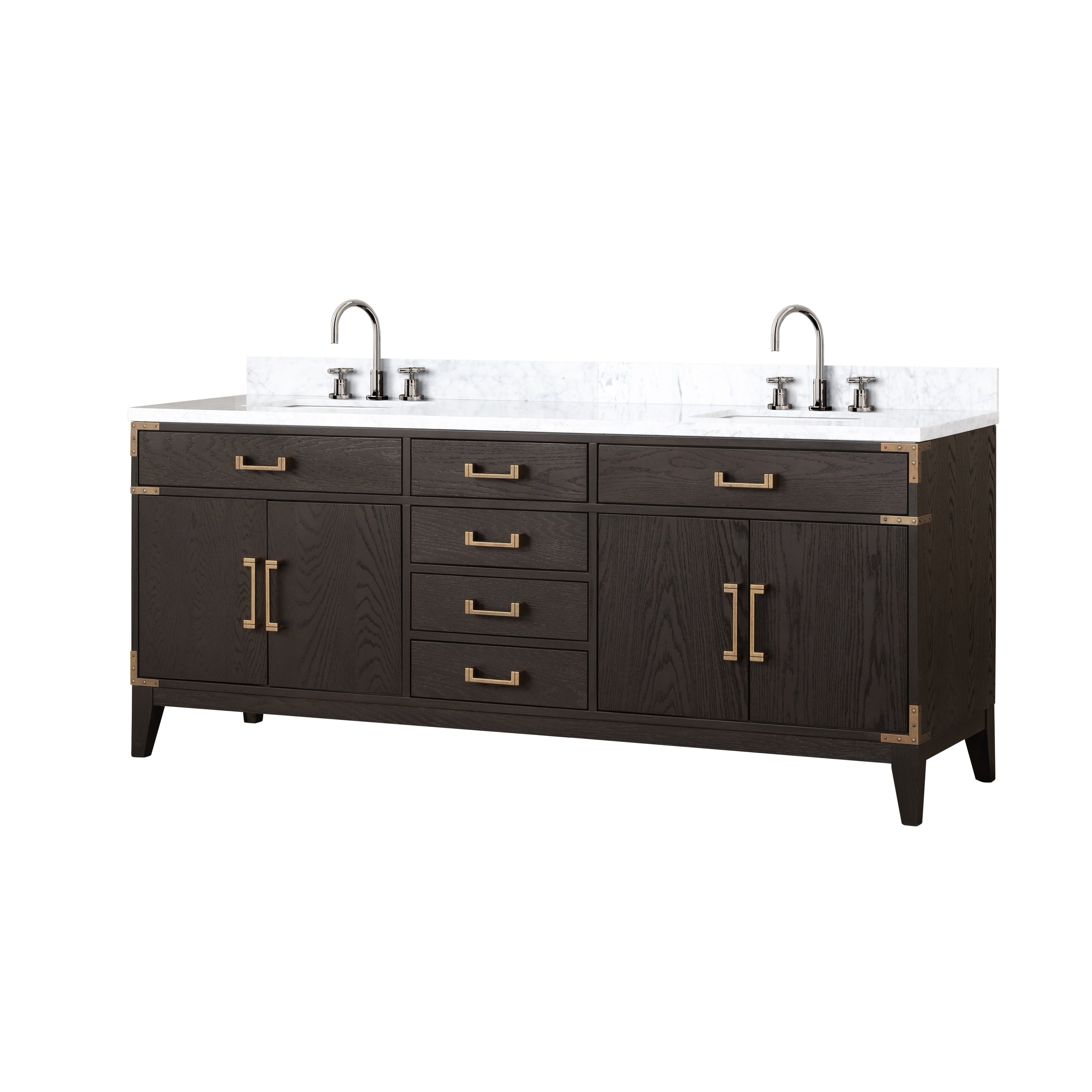 Laurel 80 in W x 22 in D Brown Oak Double Bath Vanity