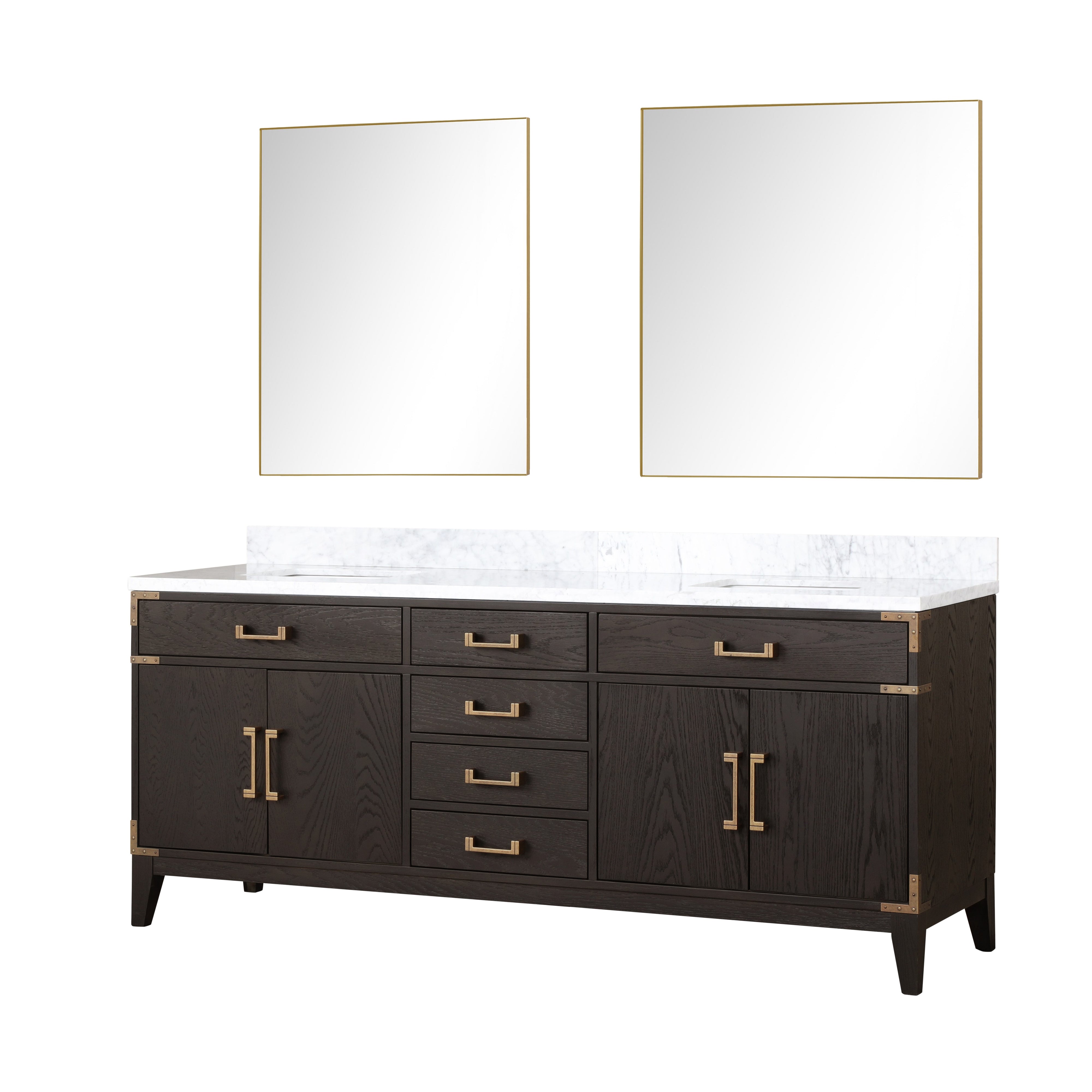 Laurel 80 in W x 22 in D Brown Oak Double Bath Vanity