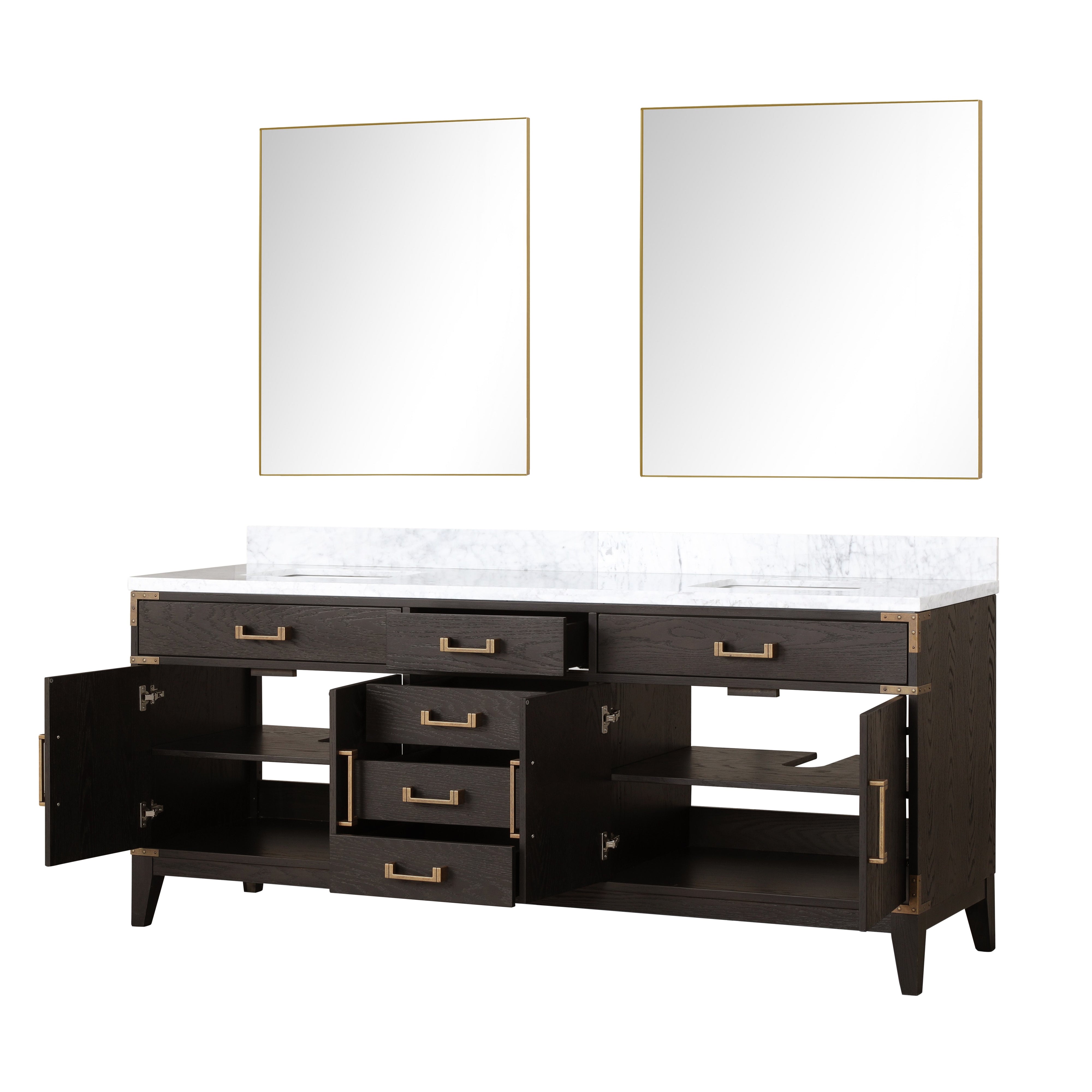 Laurel 80 in W x 22 in D Brown Oak Double Bath Vanity