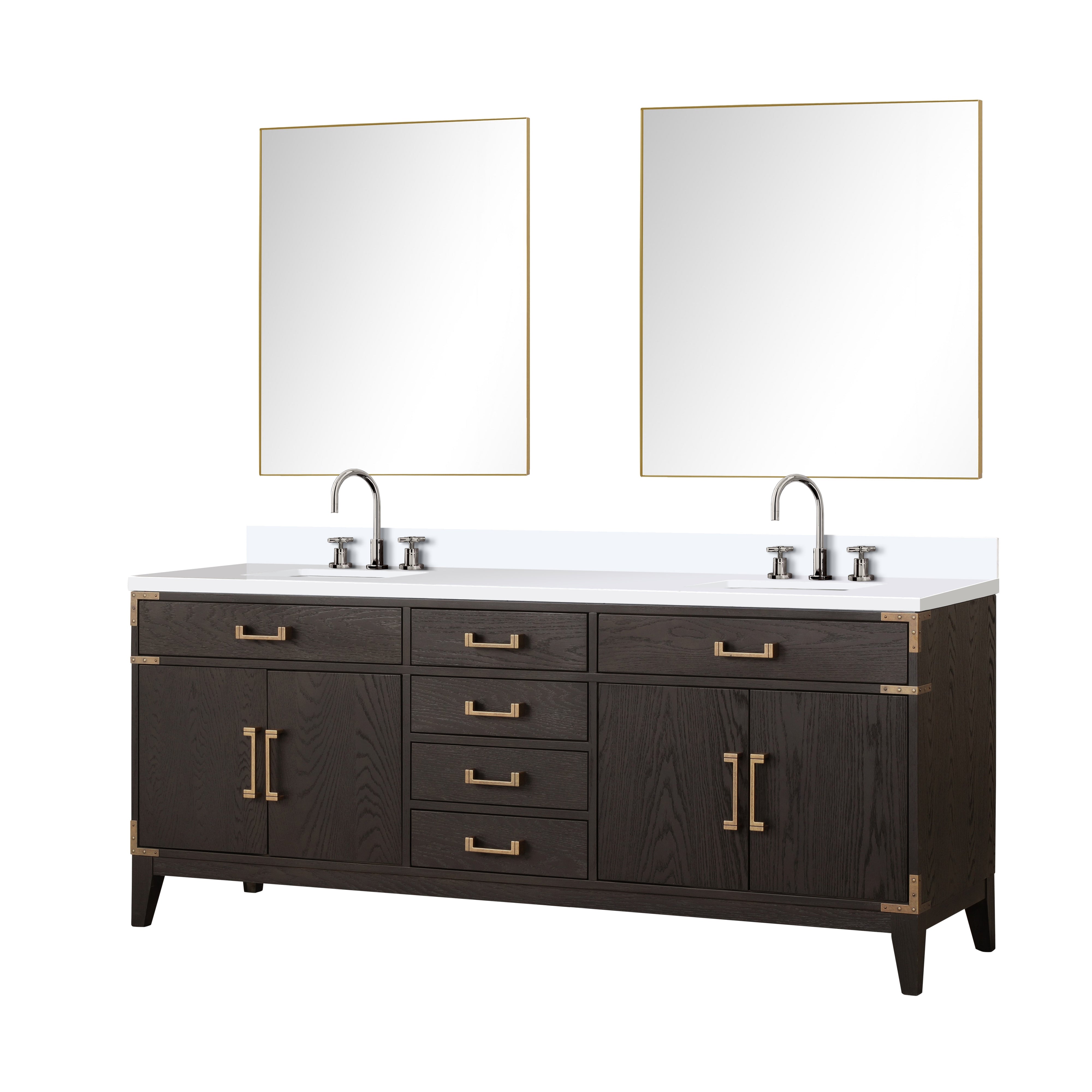 Laurel 80 in W x 22 in D Brown Oak Double Bath Vanity