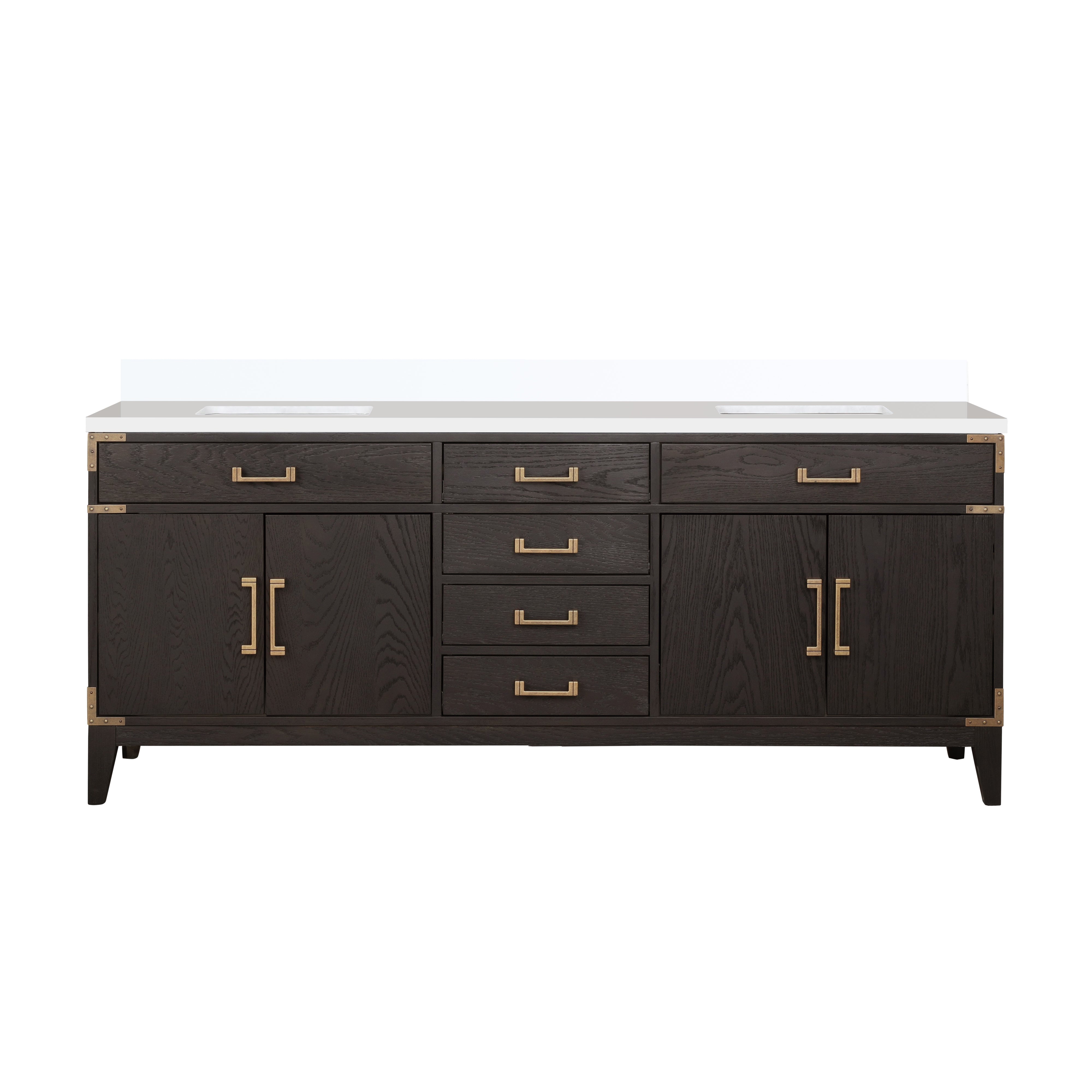 Laurel 80 in W x 22 in D Brown Oak Double Bath Vanity