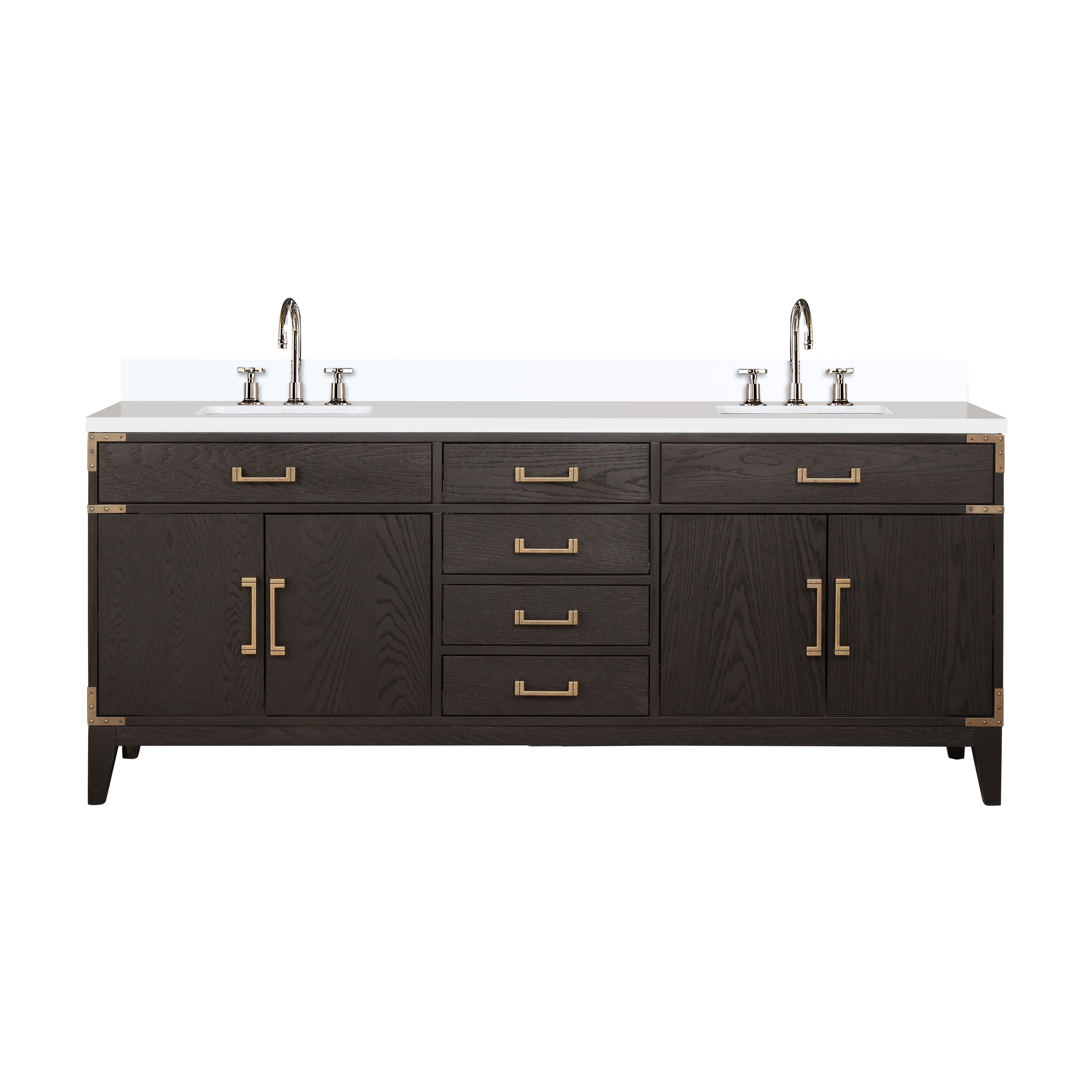 Laurel 80 in W x 22 in D Brown Oak Double Bath Vanity