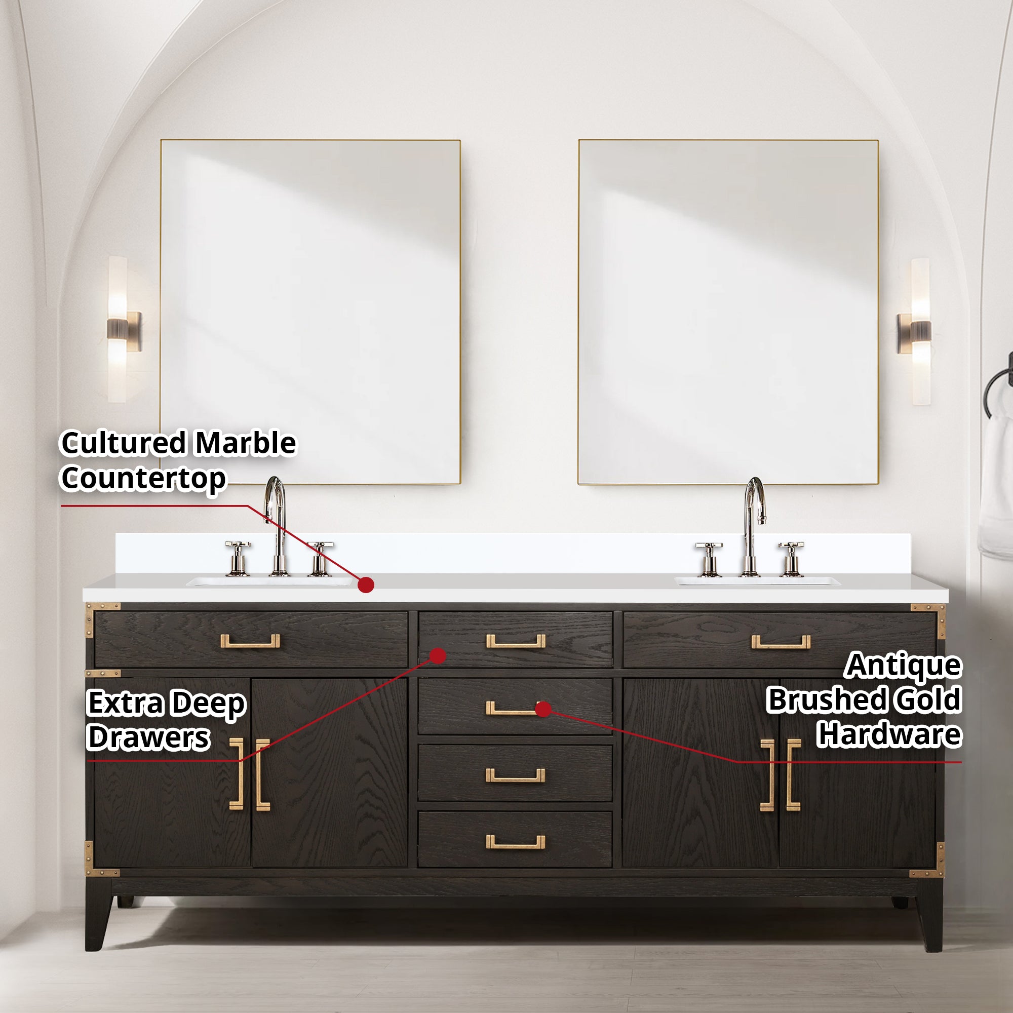 Laurel 80 in W x 22 in D Brown Oak Double Bath Vanity