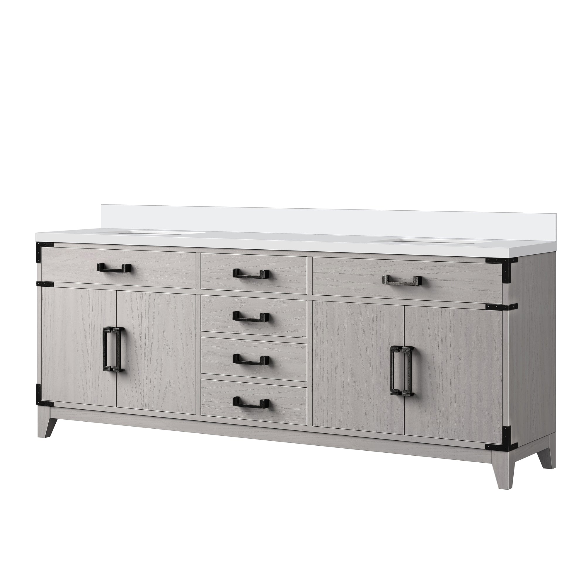 Laurel 80 in W x 22 in D White Oak Double Bath Vanity