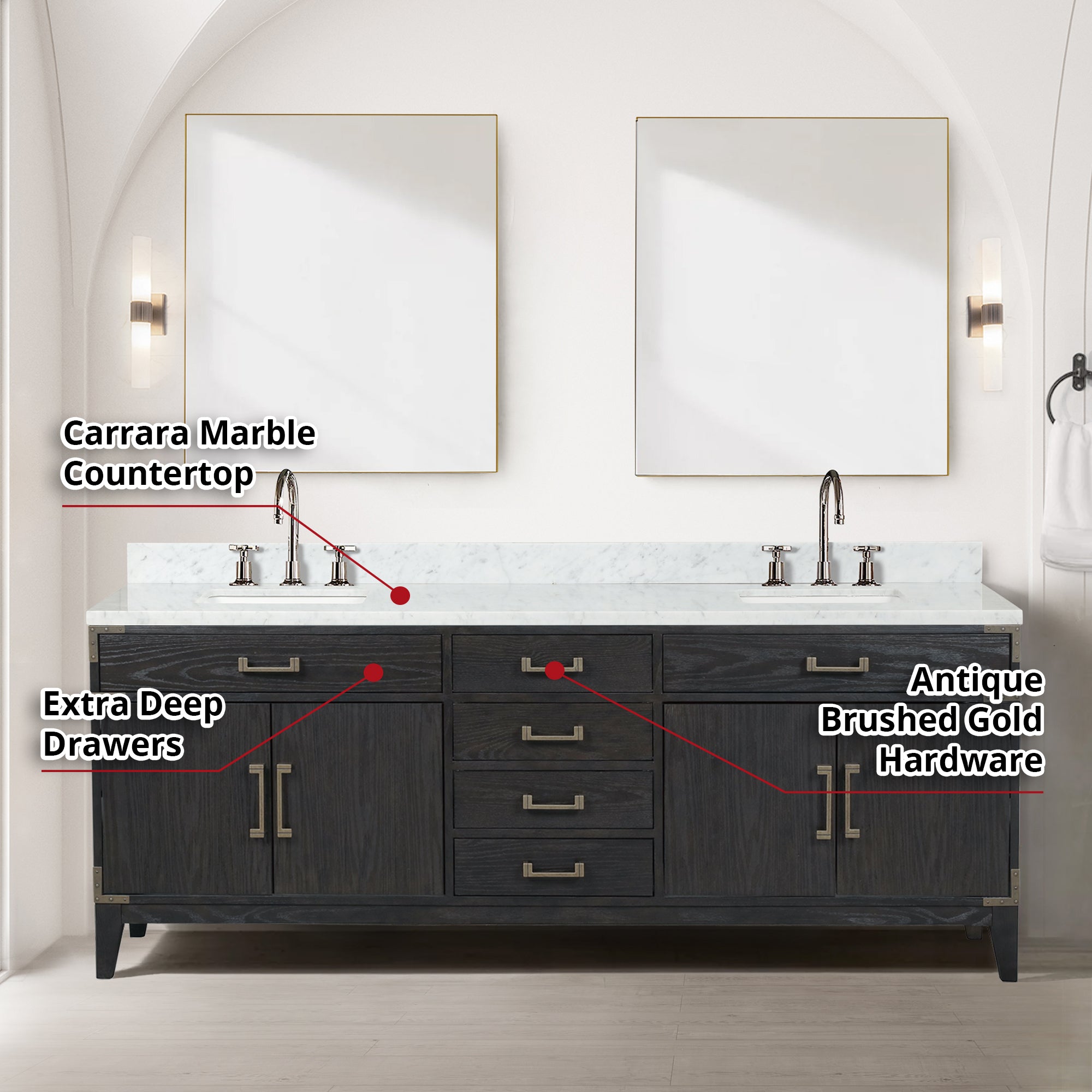 Laurel 84 in W x 22 in D Black Oak Double Bath Vanity