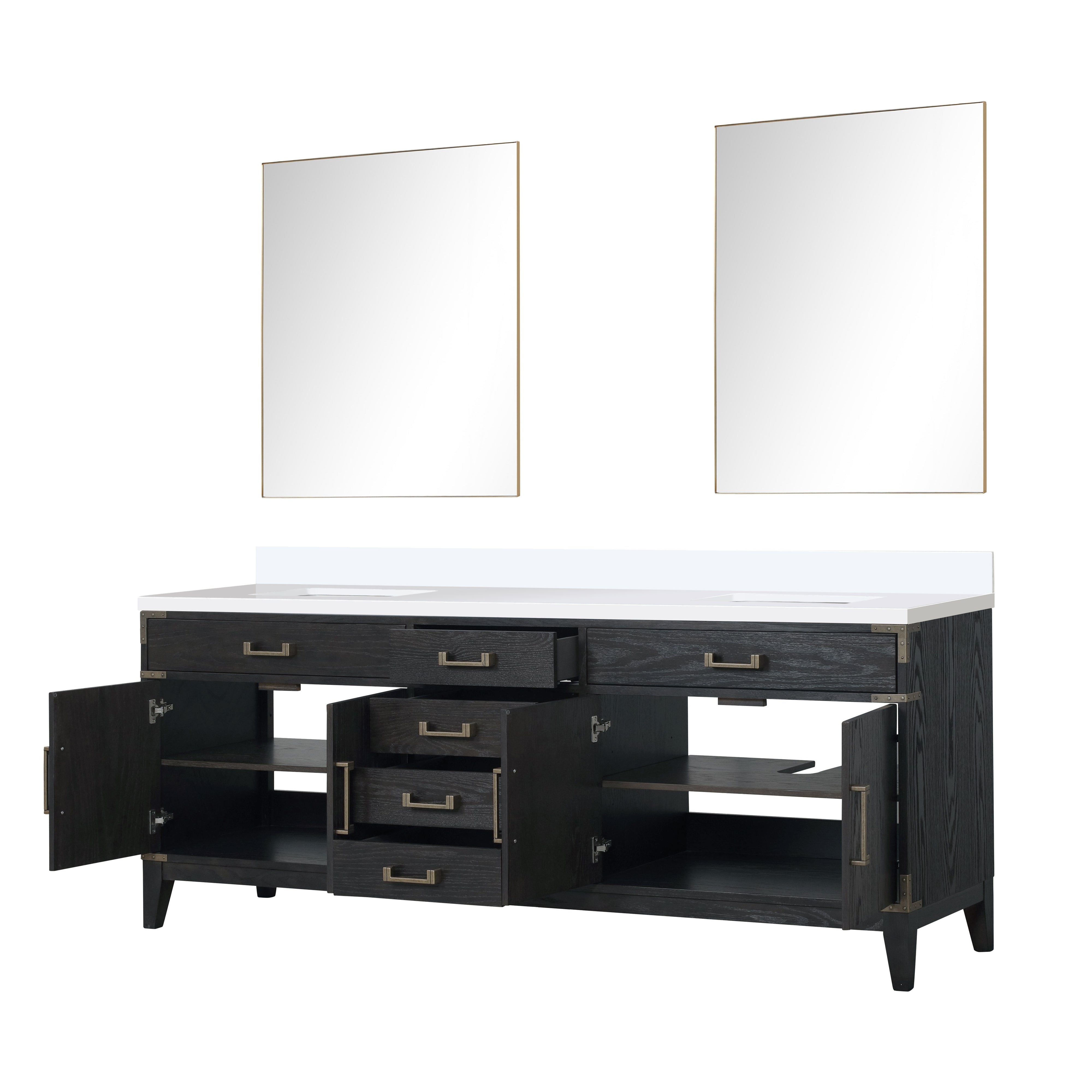 Laurel 84 in W x 22 in D Black Oak Double Bath Vanity