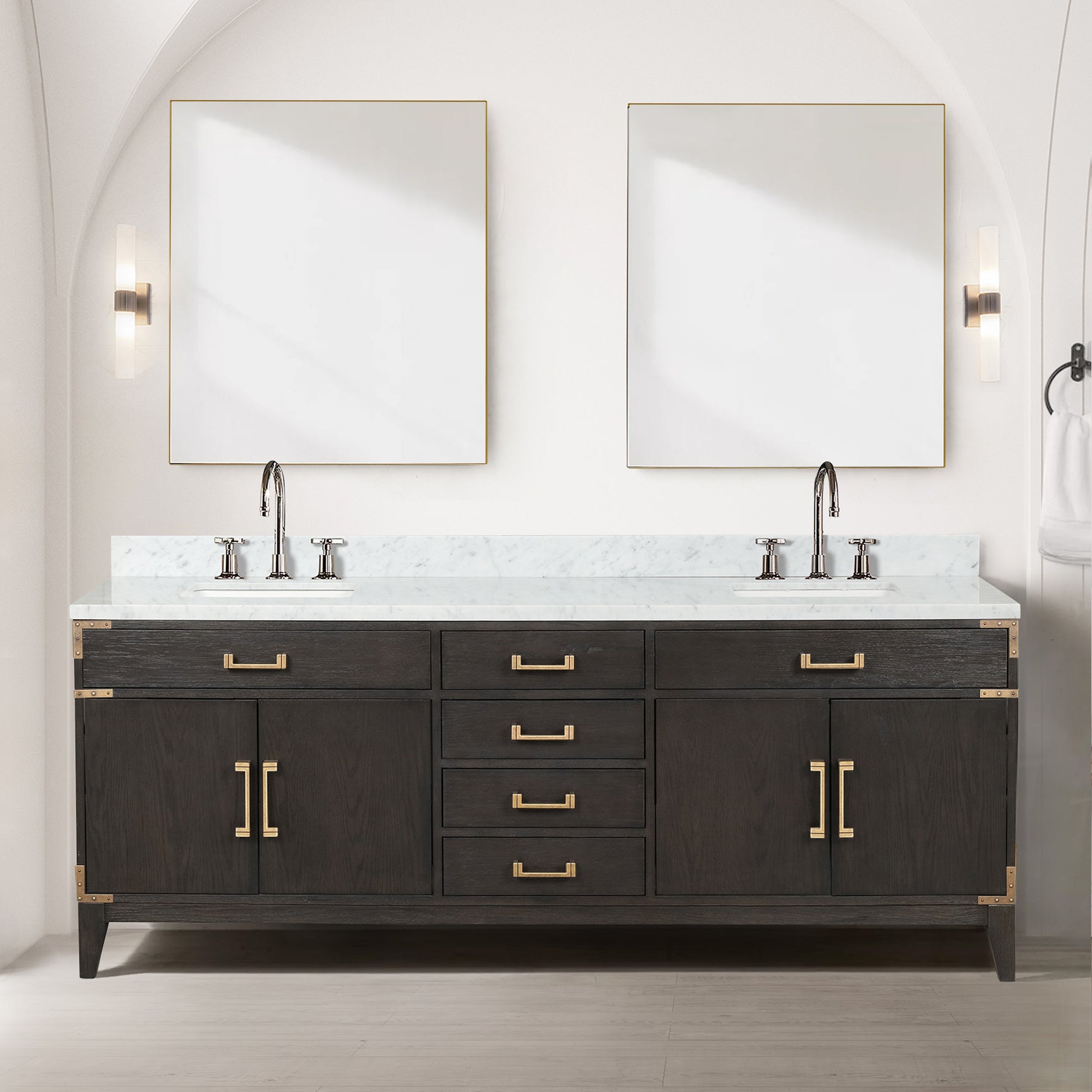Laurel 84 in W x 22 in D Brown Oak Double Bath Vanity