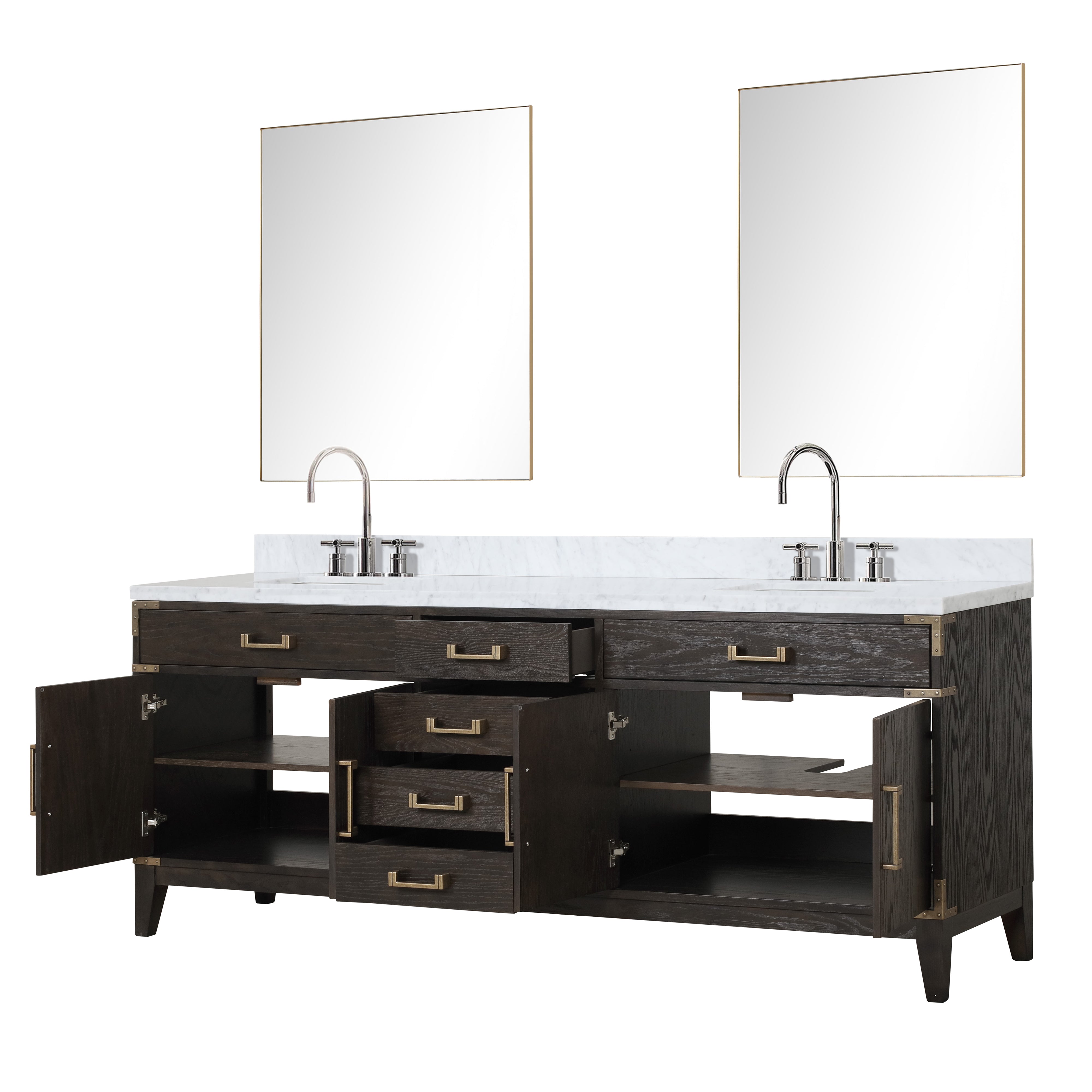 Laurel 84 in W x 22 in D Brown Oak Double Bath Vanity