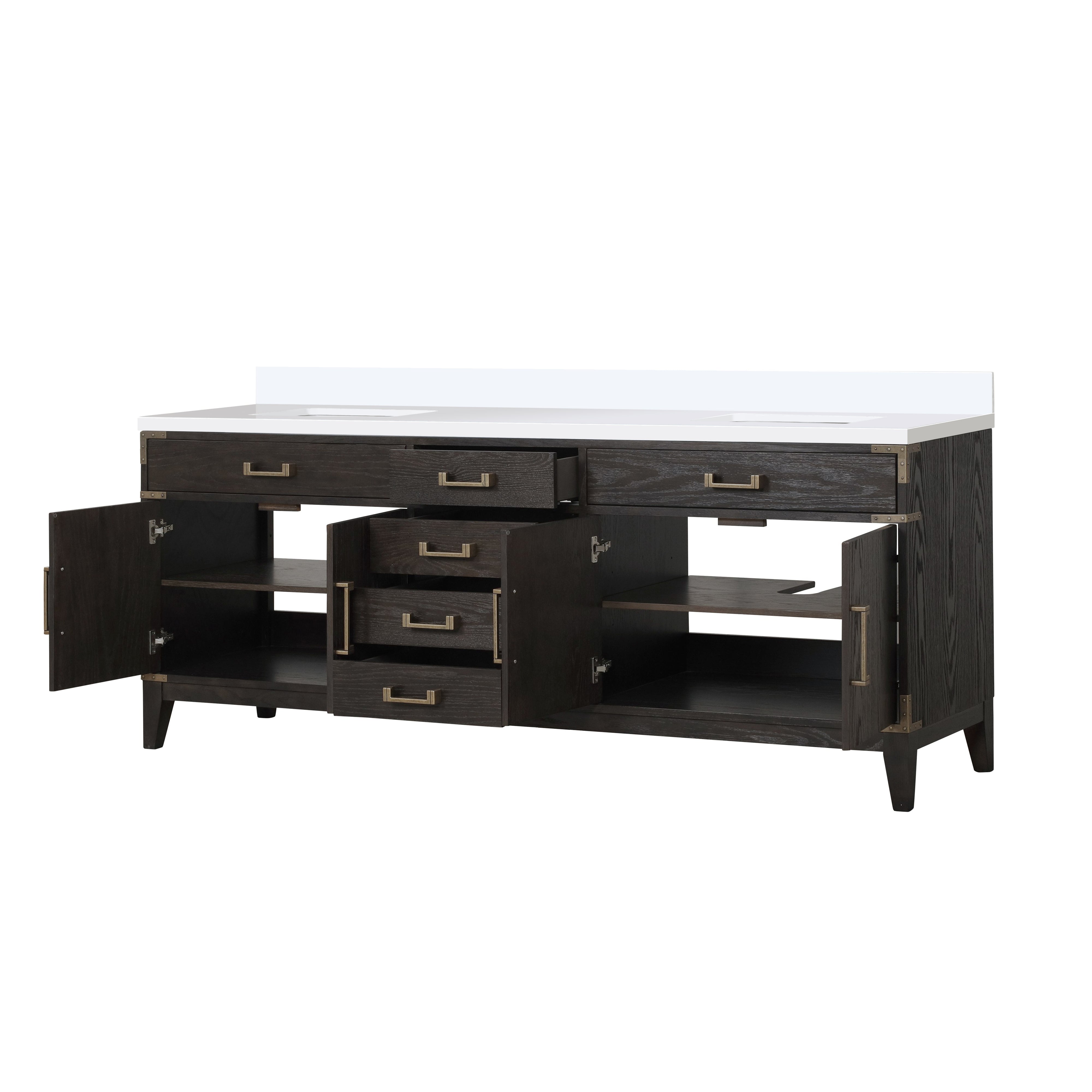 Laurel 84 in W x 22 in D Brown Oak Double Bath Vanity