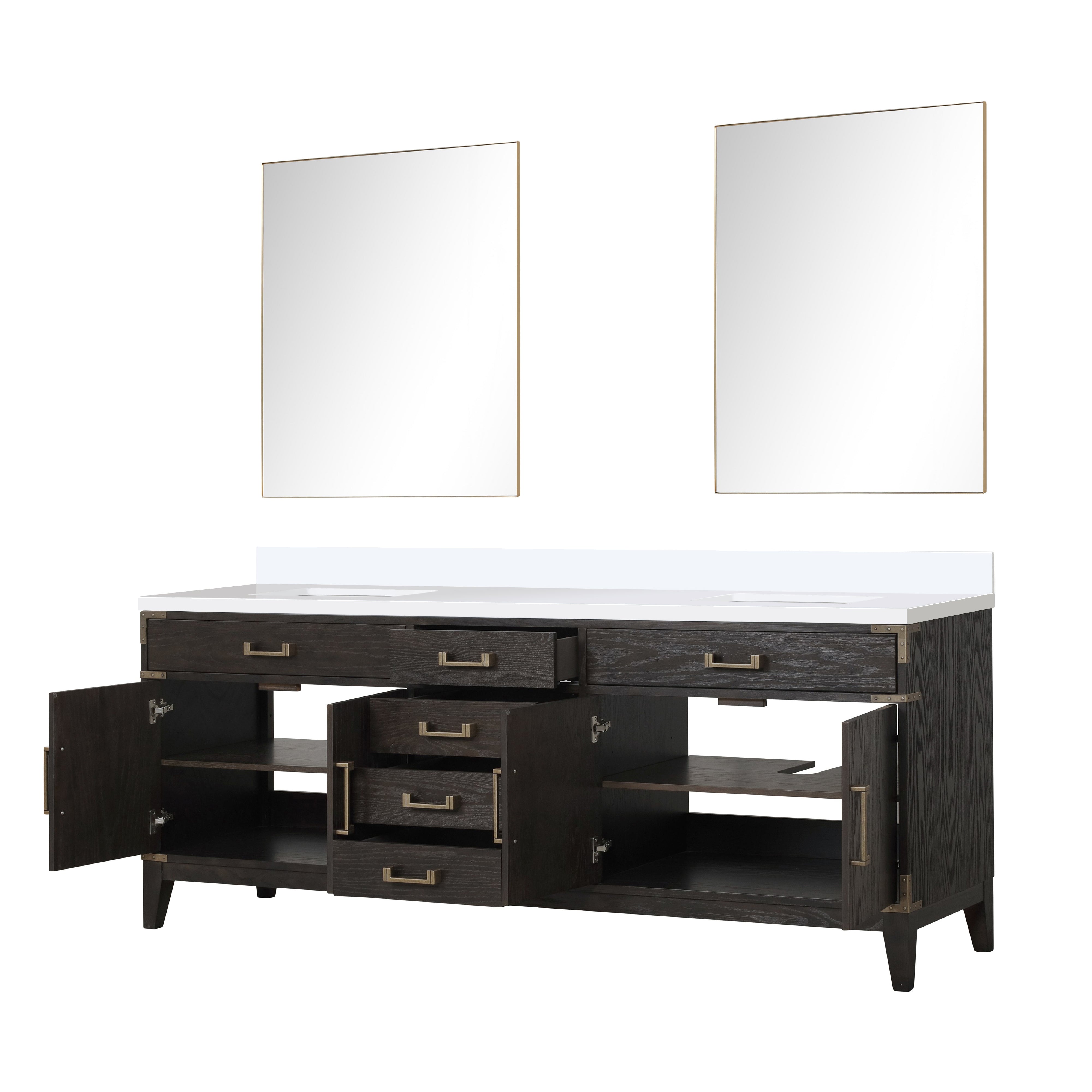 Laurel 84 in W x 22 in D Brown Oak Double Bath Vanity