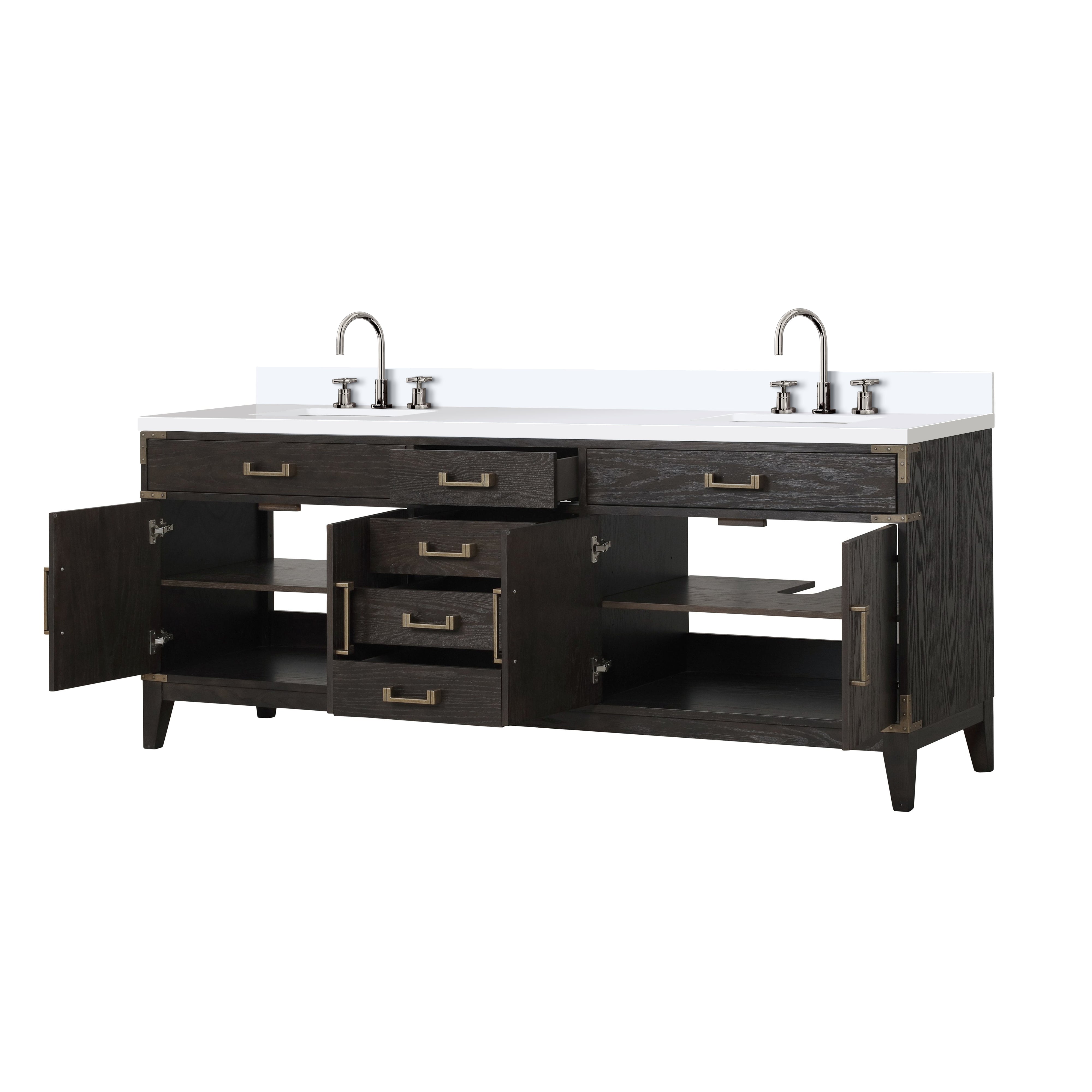 Laurel 84 in W x 22 in D Brown Oak Double Bath Vanity