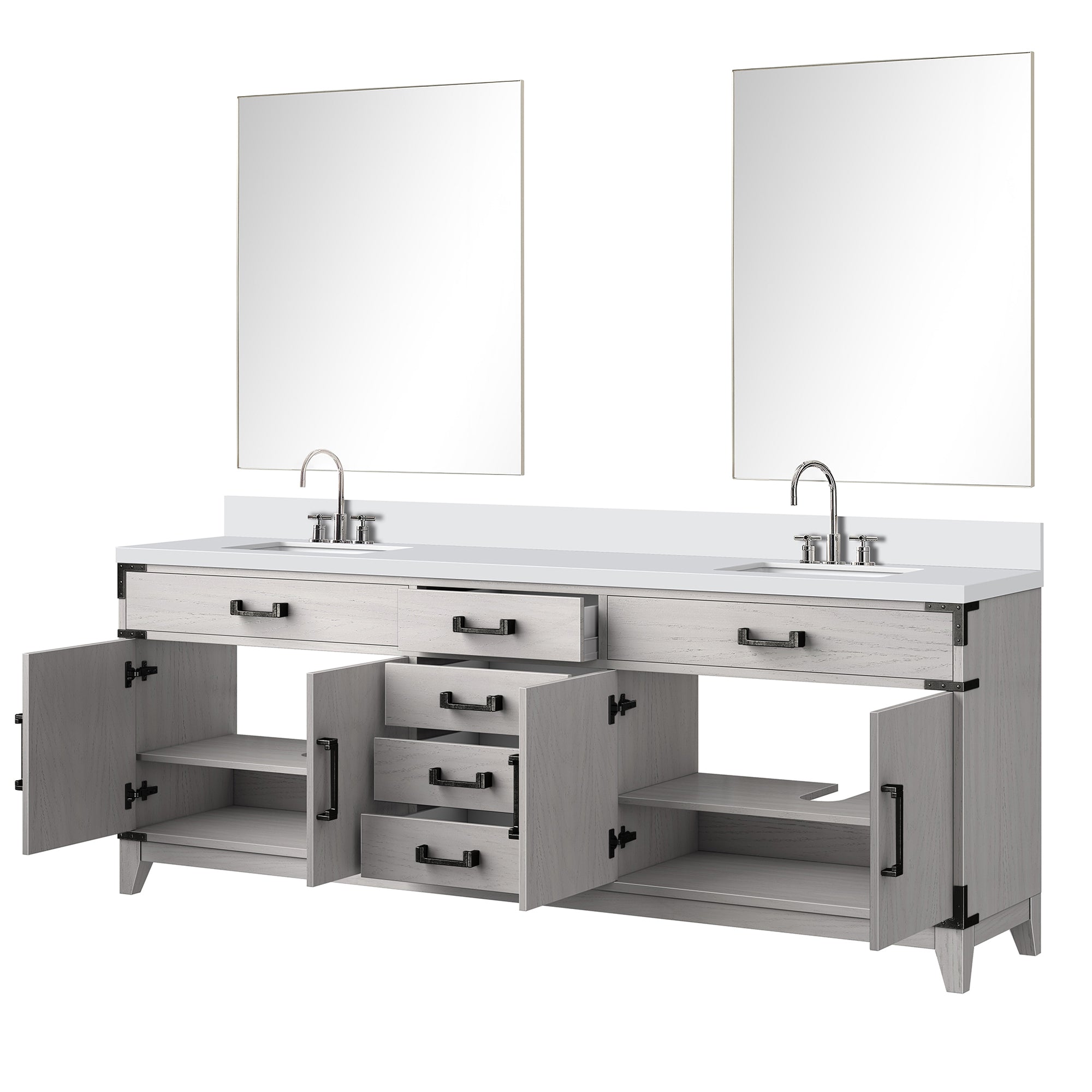 Laurel 84 in W x 22 in D White Oak Double Bath Vanity
