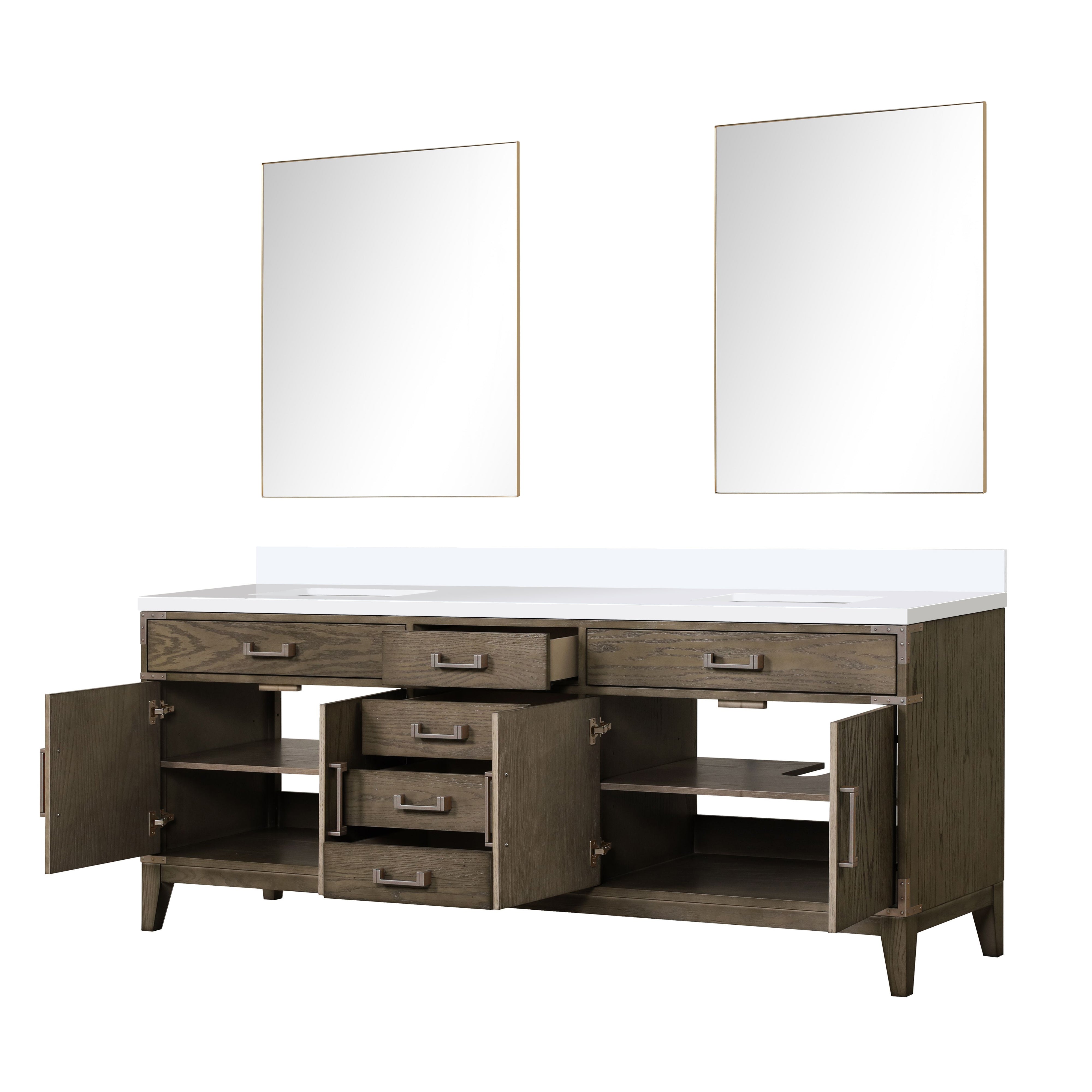 Laurel 84 in W x 22 in D Grey Oak Double Bath Vanity
