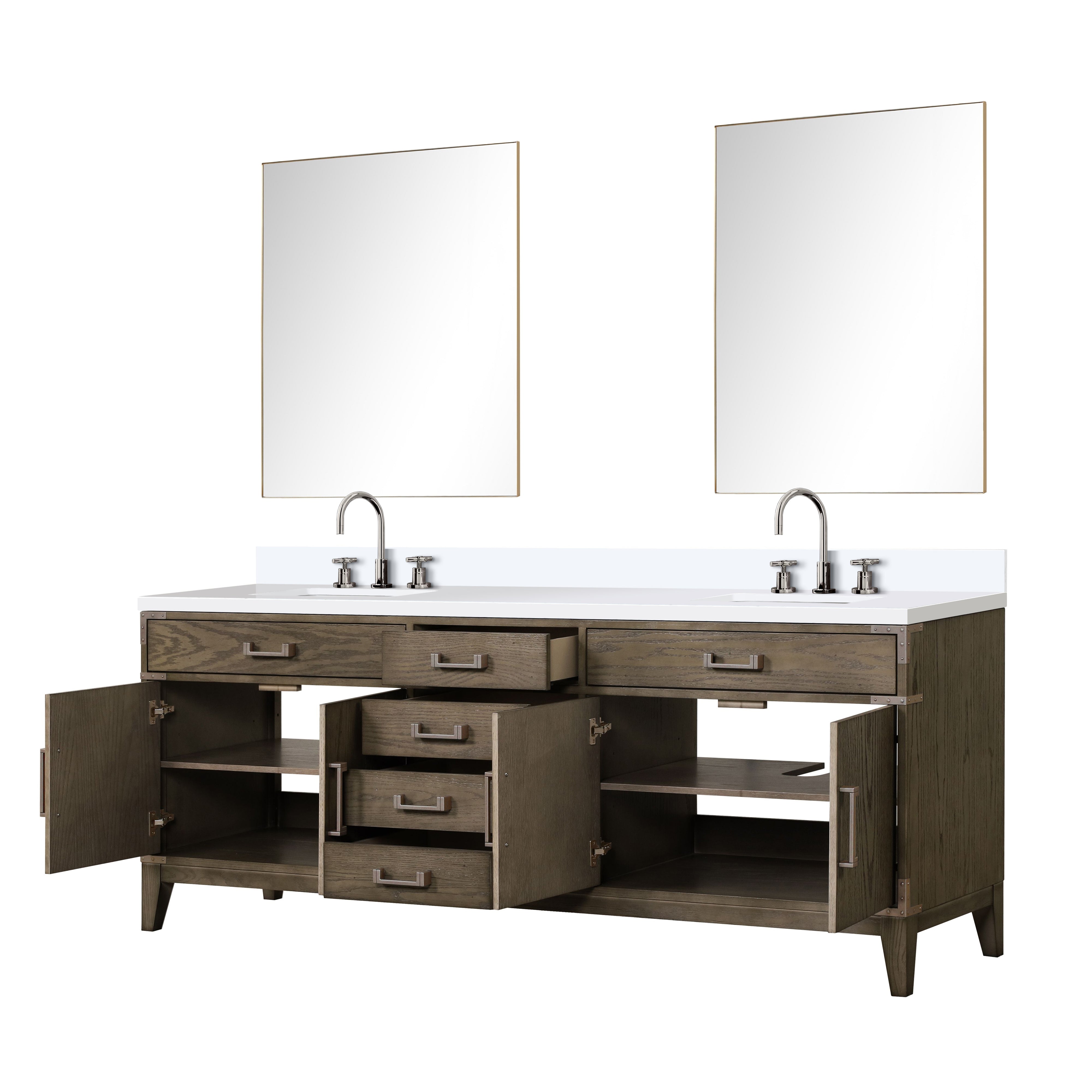 Laurel 84 in W x 22 in D Grey Oak Double Bath Vanity