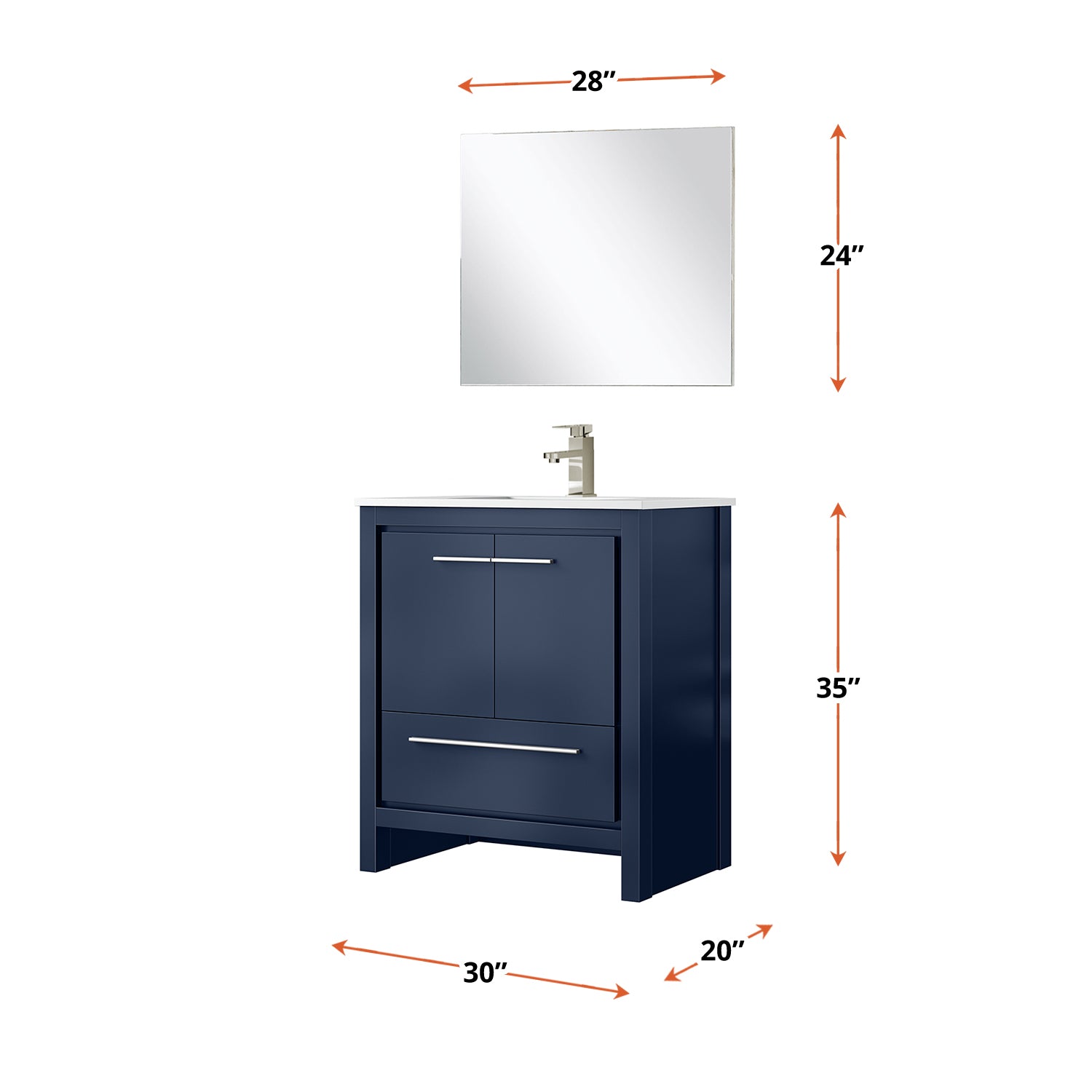 Lafarre 30 in W x 20 in D Navy Blue Bath Vanity